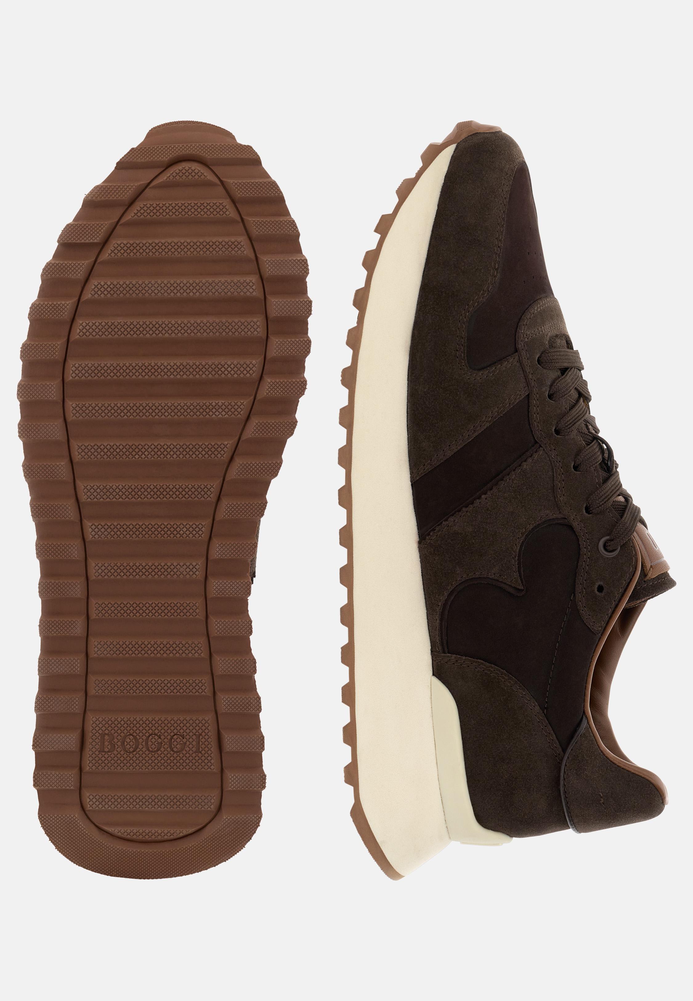 Suede and Nubuck Trainers Brown, Dark brown, large image number 2