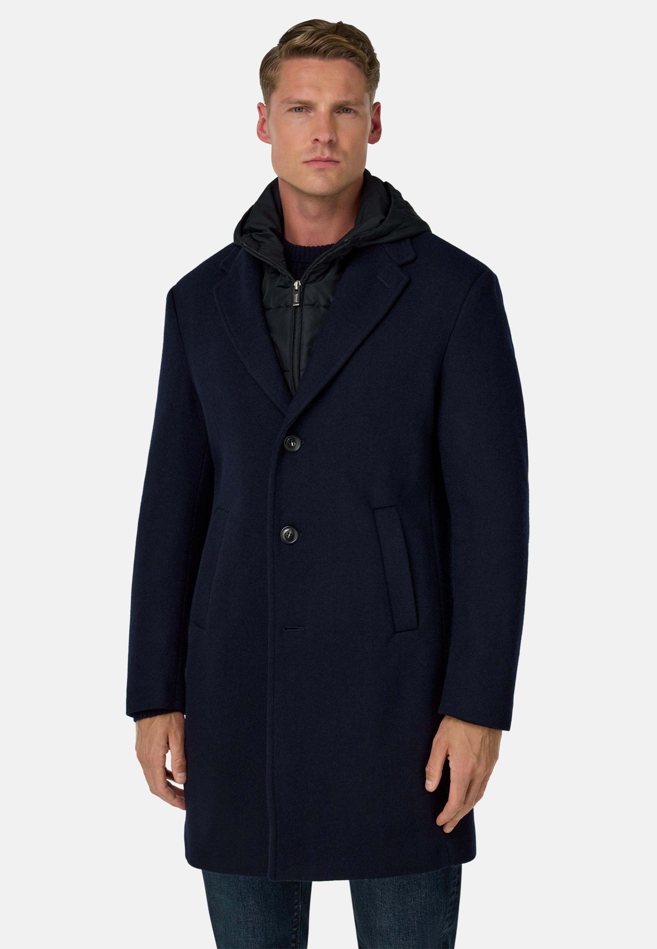 Wool Jersey Coat With Gilet Blue, DARK NAVY, medium