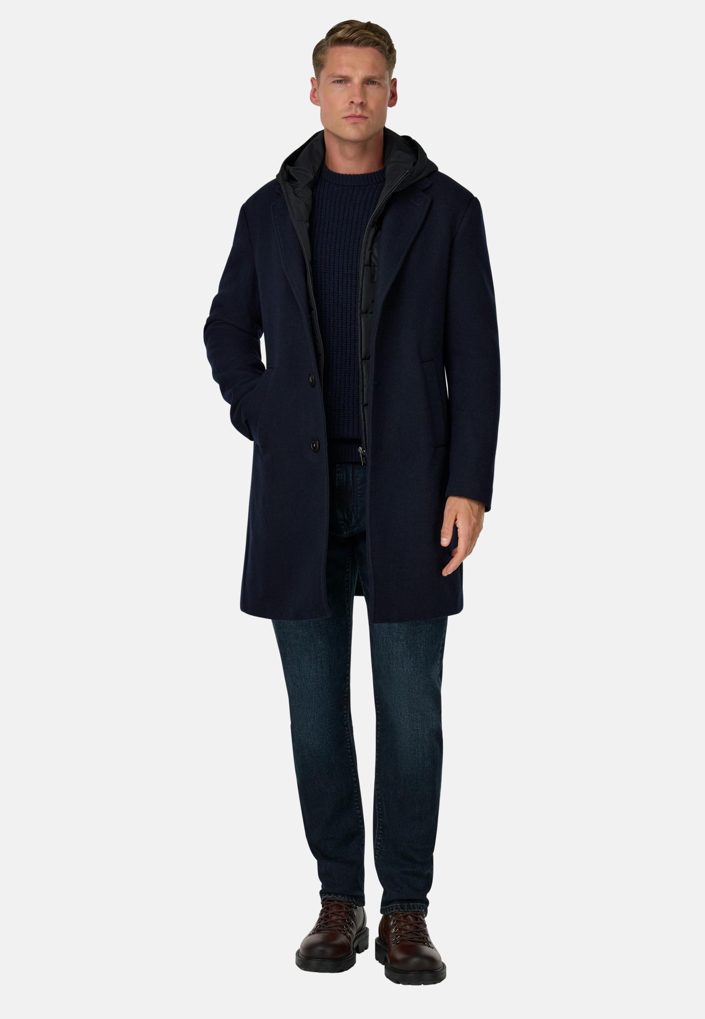 Wool Jersey Coat With Gilet Blue, DARK NAVY, large image number 4