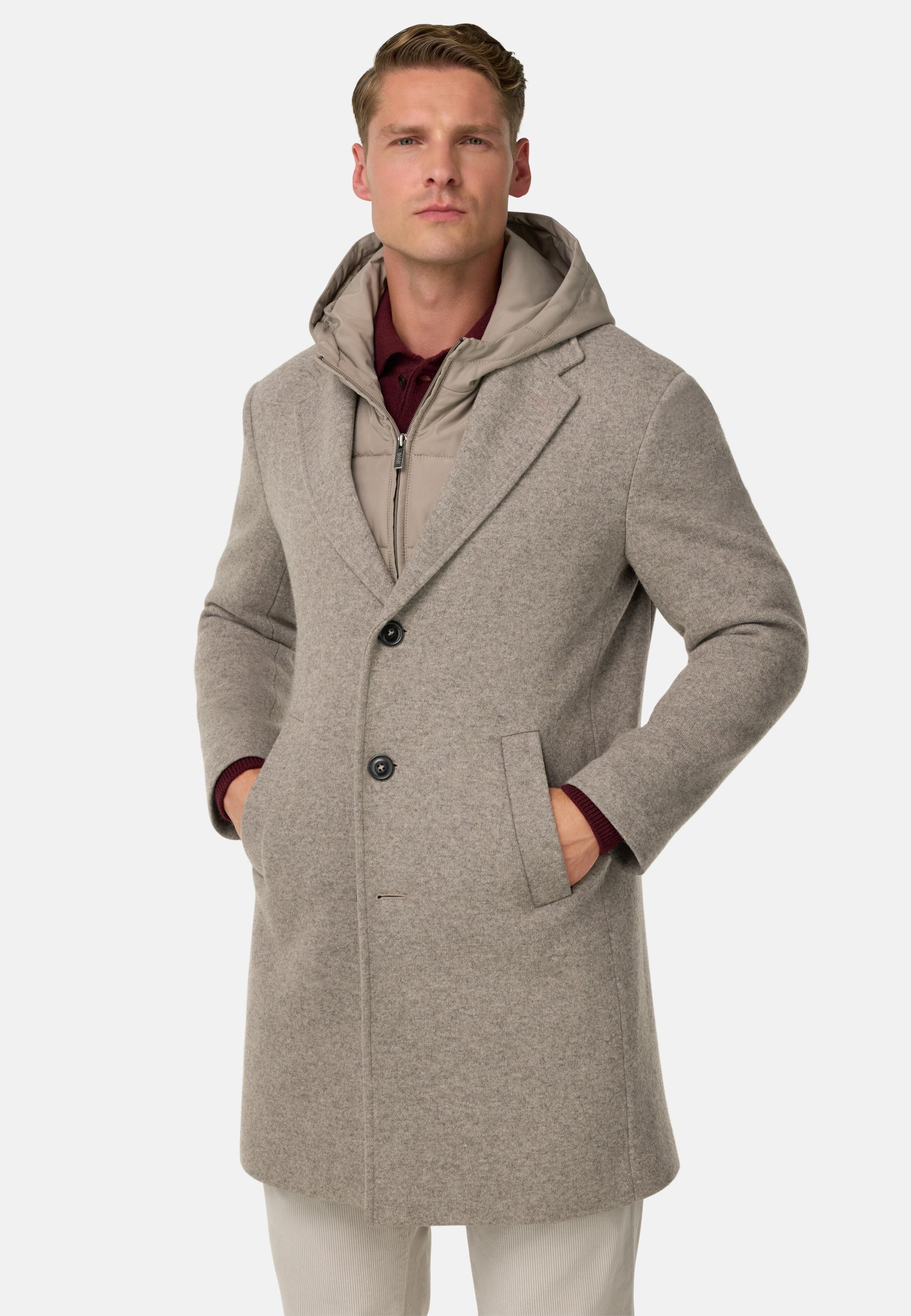 Wool Jersey Coat with Gilet Brown, Taupe, large image number 0