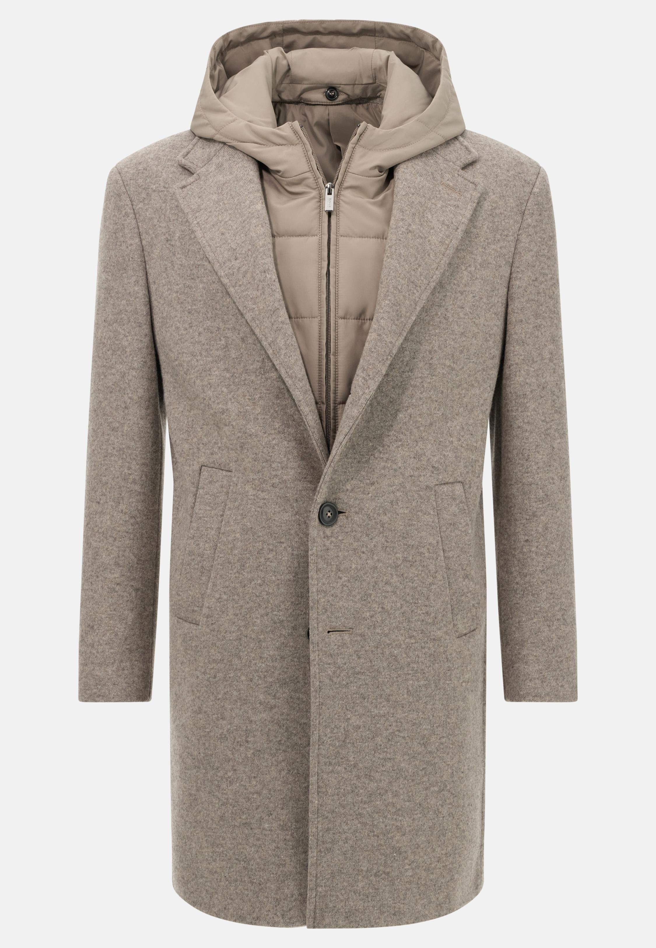Wool Jersey Coat with Gilet Brown, Taupe, large image number 3