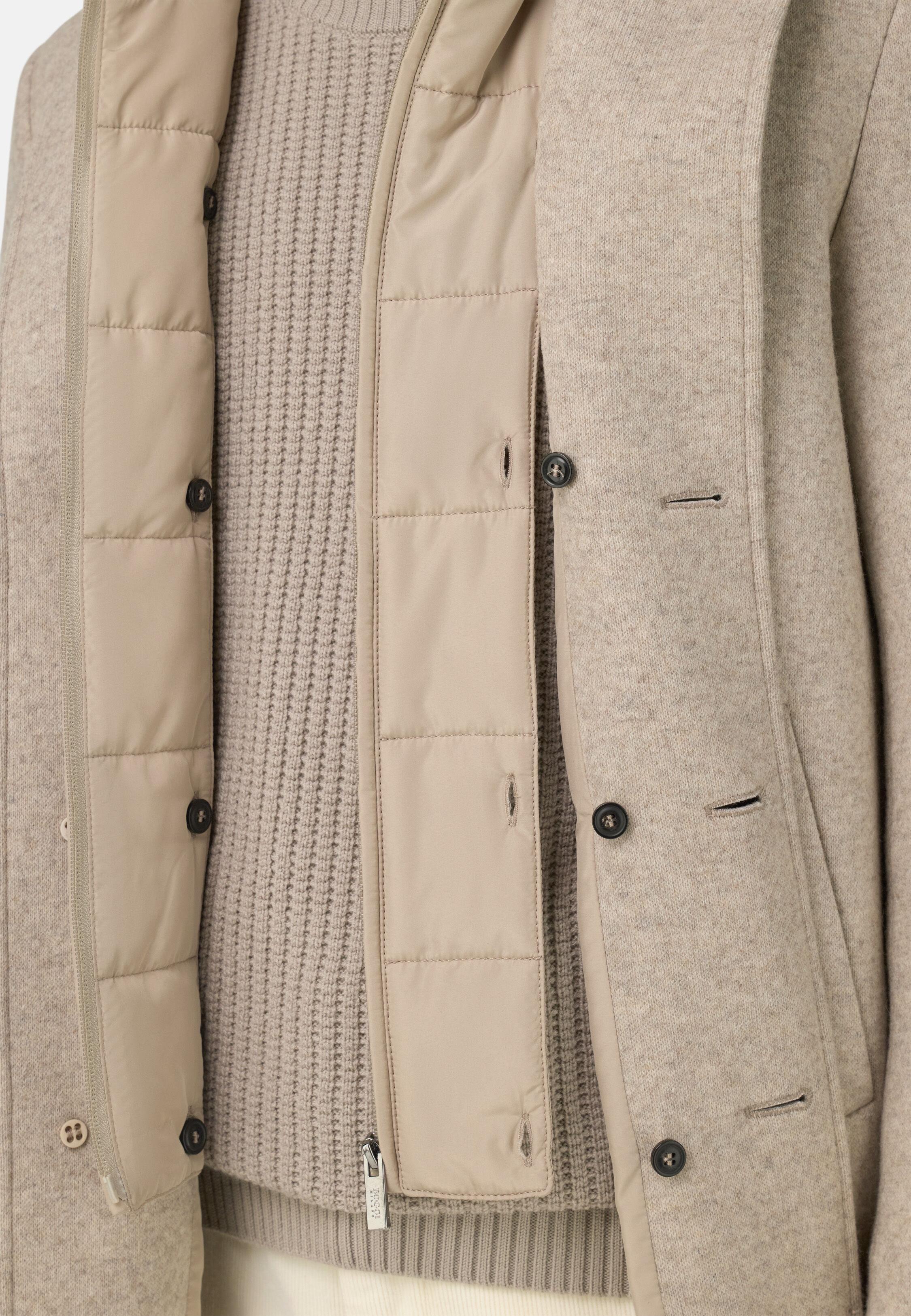Wool Jersey Coat With Gilet Beige, 3901_SAND, medium
