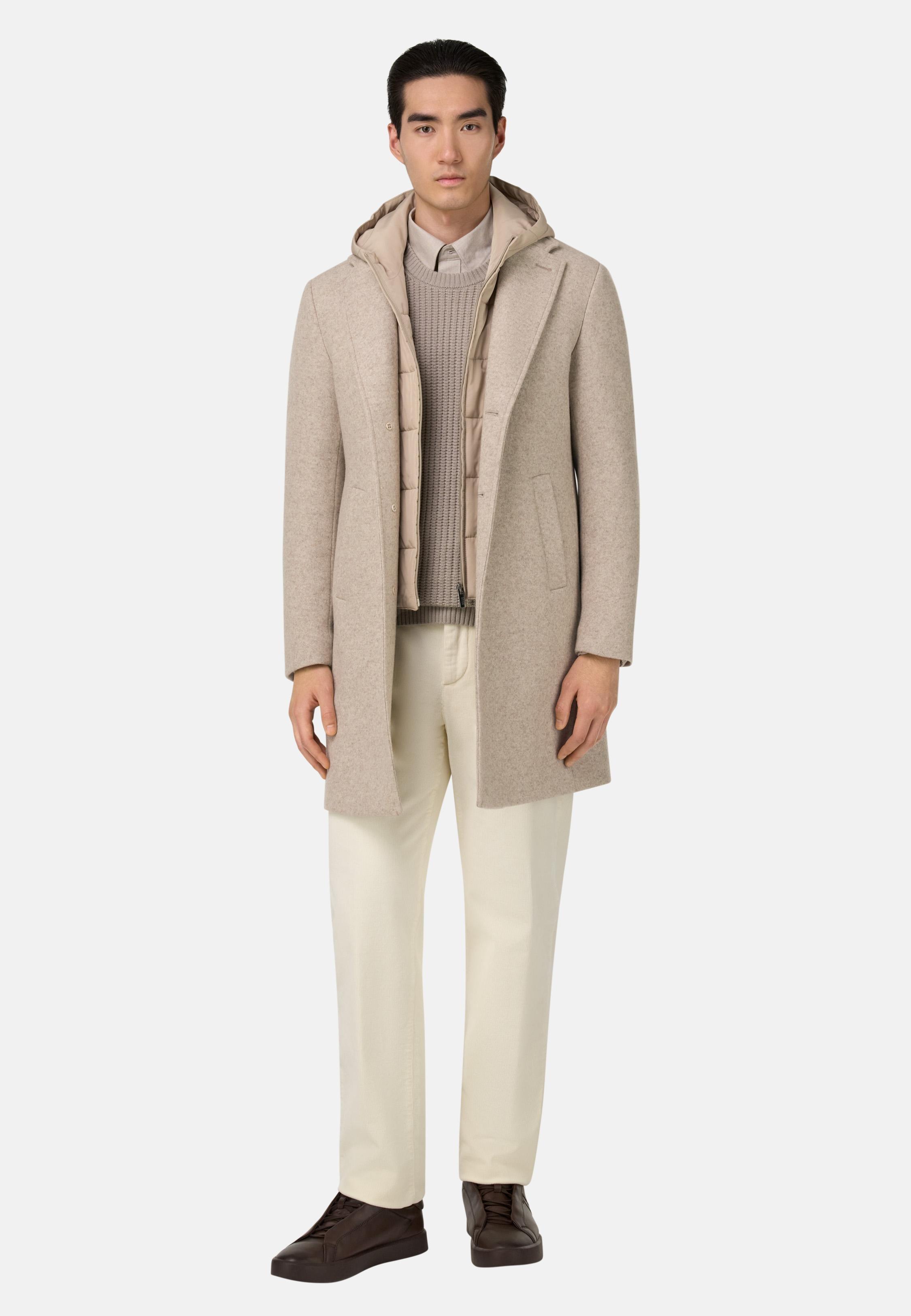 Wool Jersey Coat With Gilet Beige, Sand, large image number 4