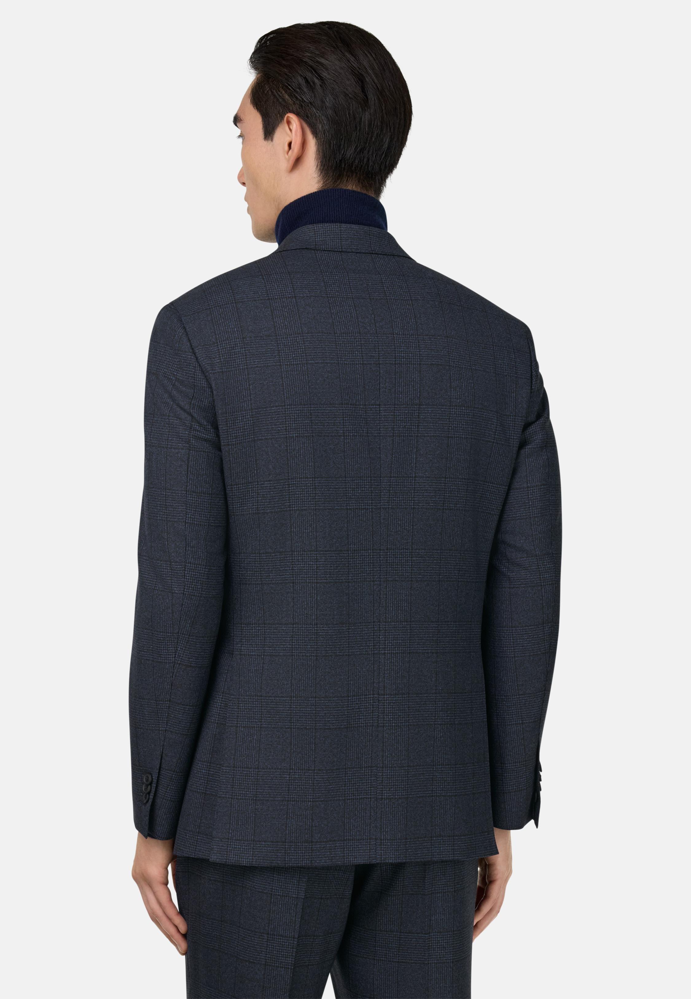 Prince Of Wales Check Suit In Pure Wool Blue, Navy blue, large image number 1