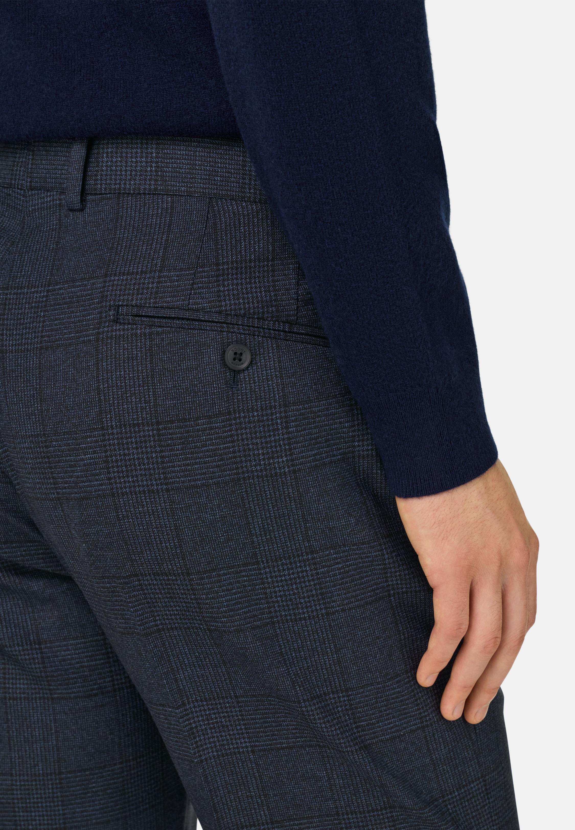 Prince Of Wales Check Suit In Pure Wool Blue, Navy blue, large image number 3