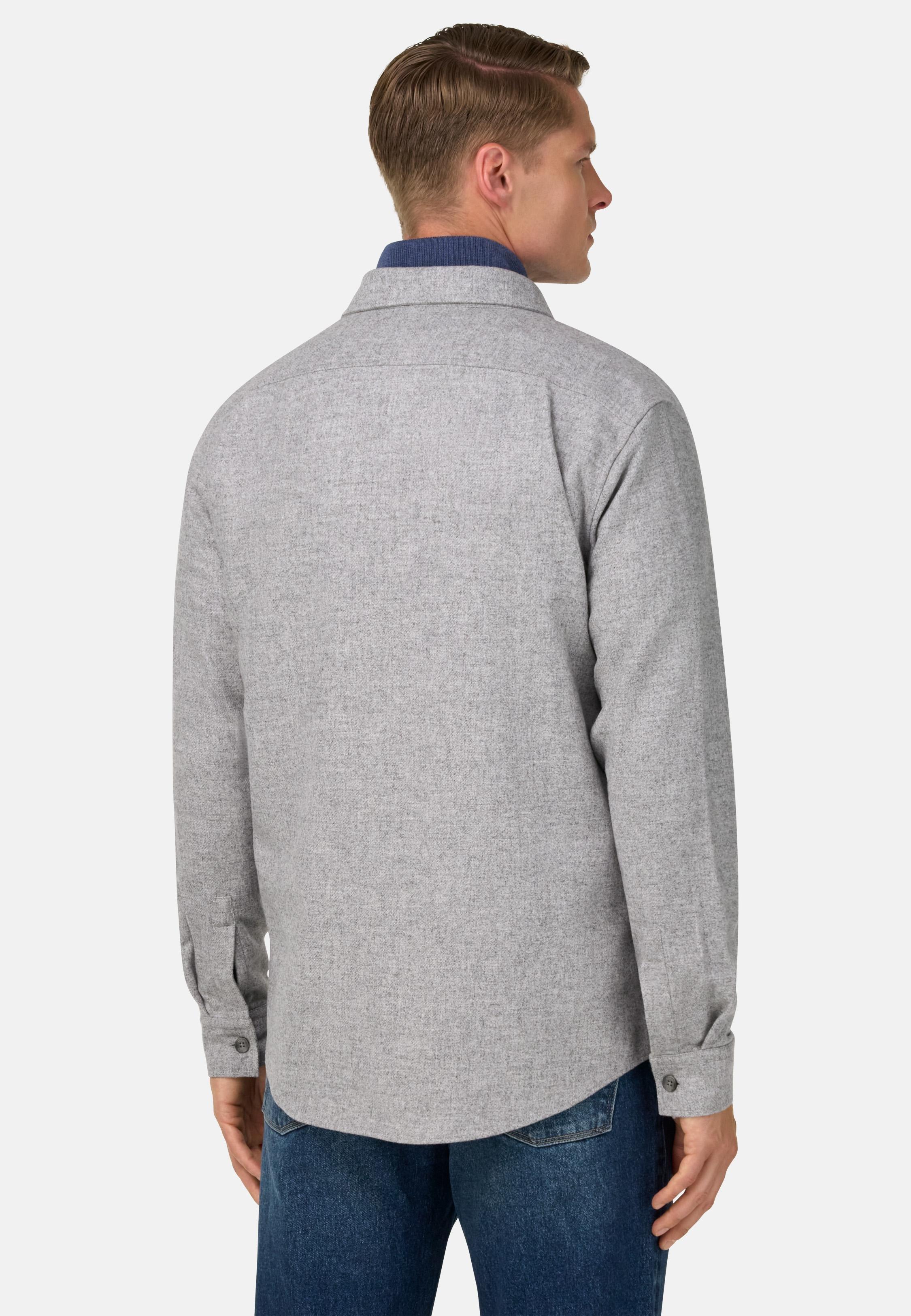 Overshirt in Wool and Tencel Flannel Grey, Grey, large image number 1