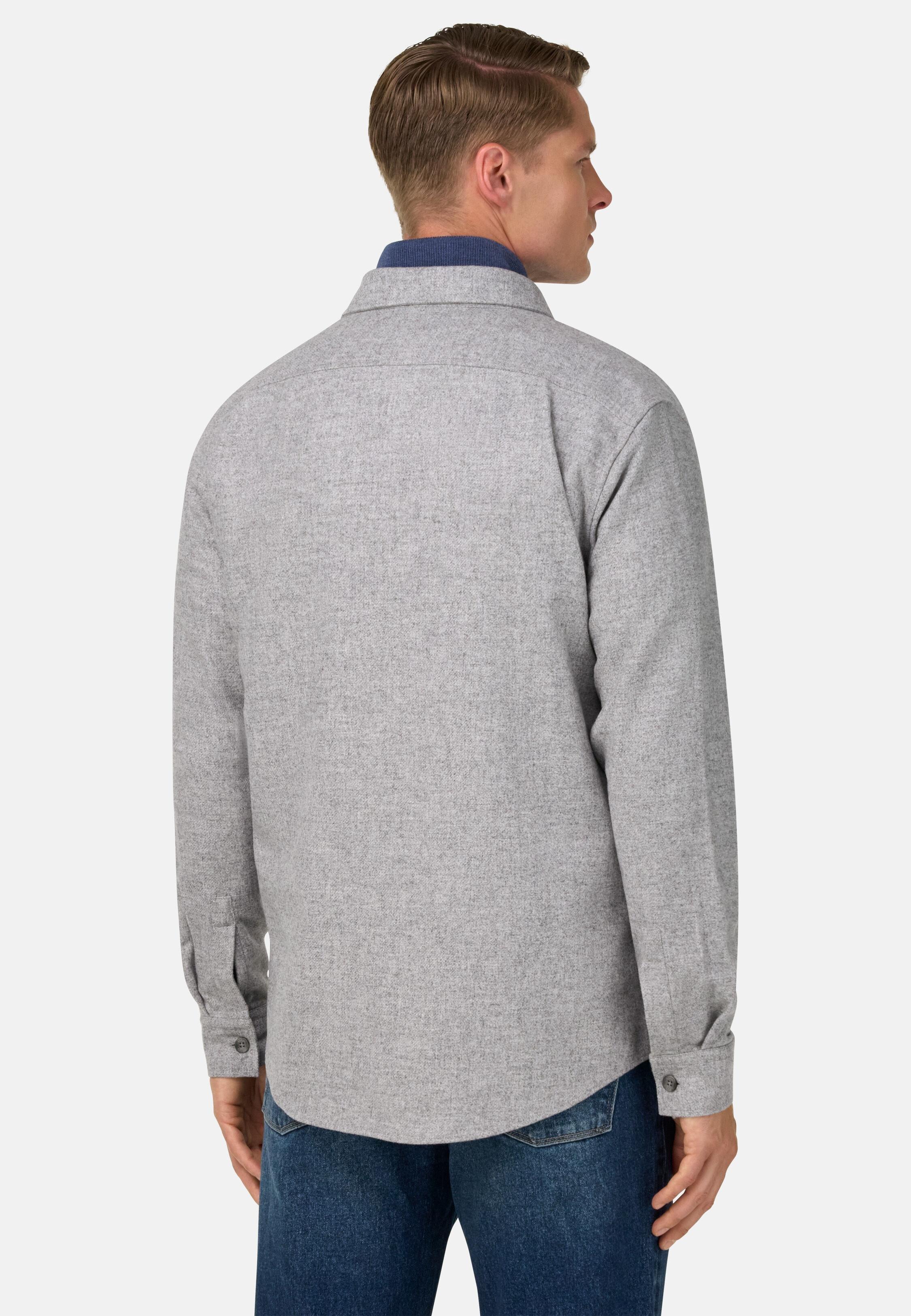 Overshirt in Wool and Tencel Flannel Grey, Grey, medium