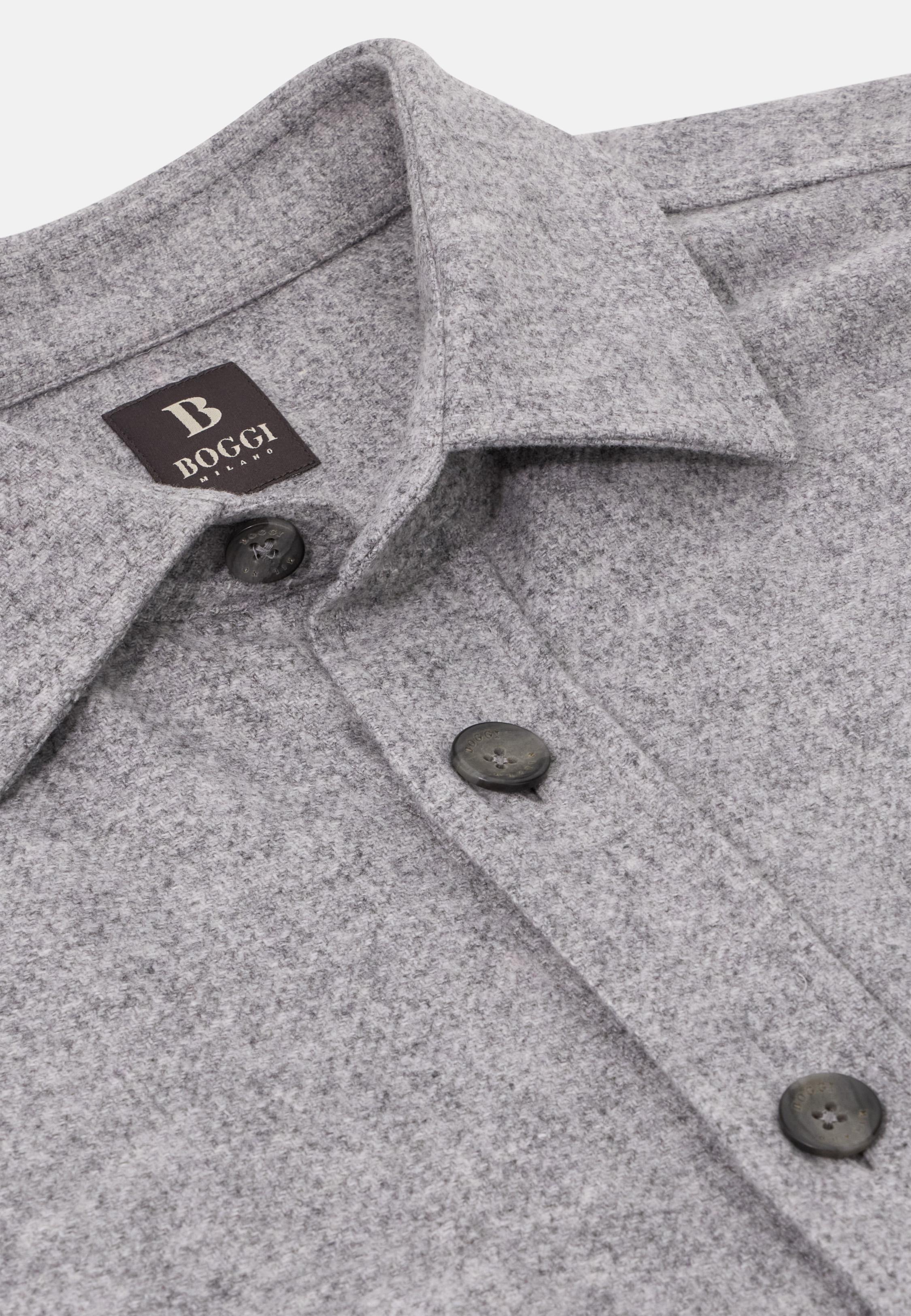 Overshirt in Wool and Tencel Flannel Grey, Grey, large image number 3