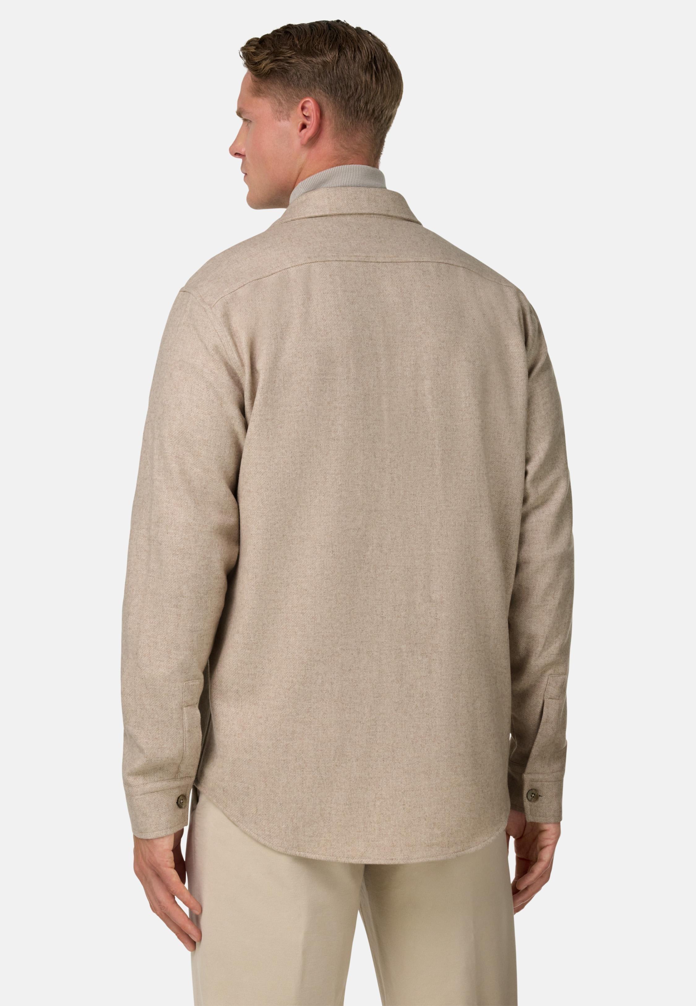 BEIGE Overshirt in Wool and Tencel Flannel, Sand, medium