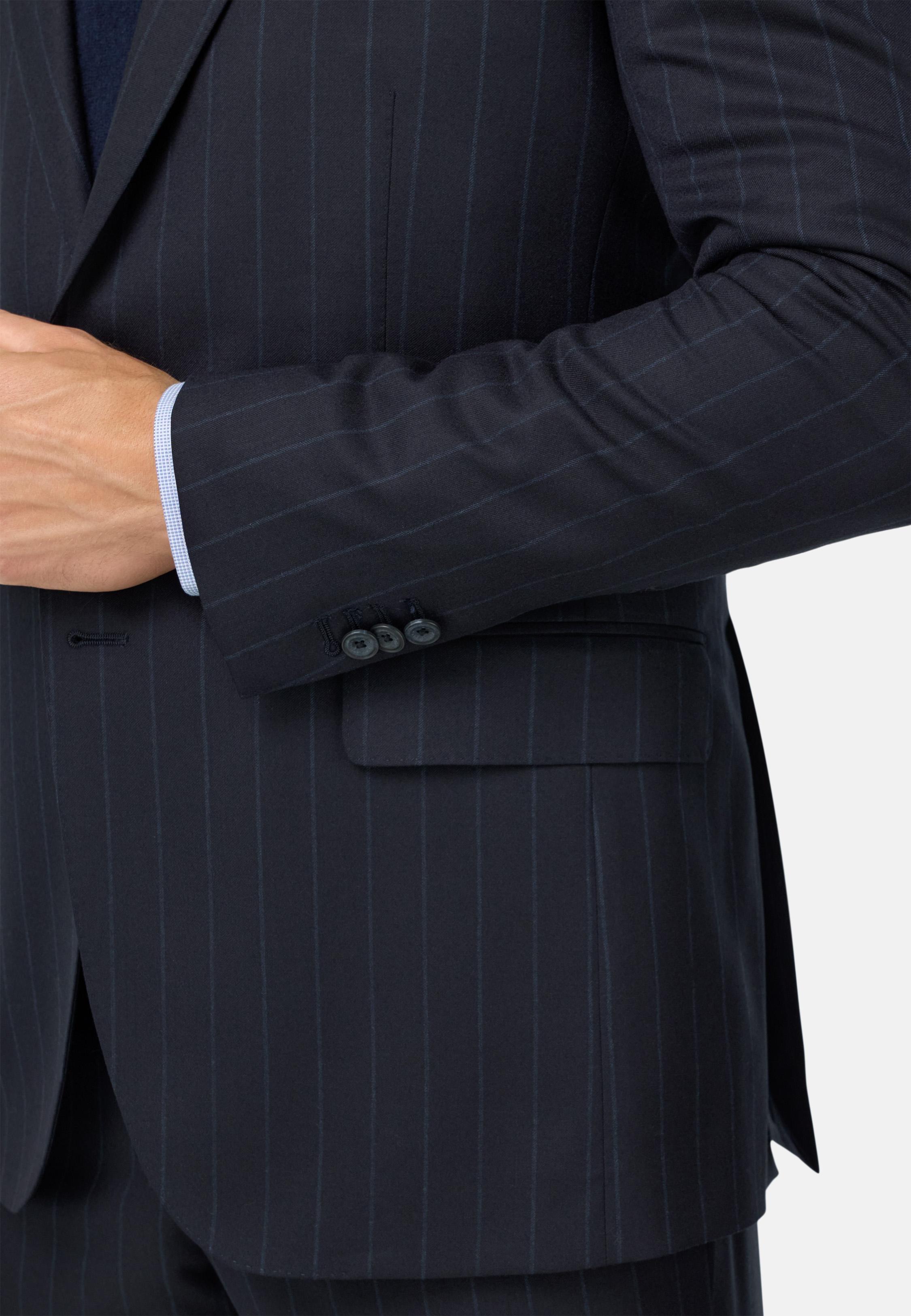 Pinstripe Pure Wool Suit Navy, Navy blue, medium