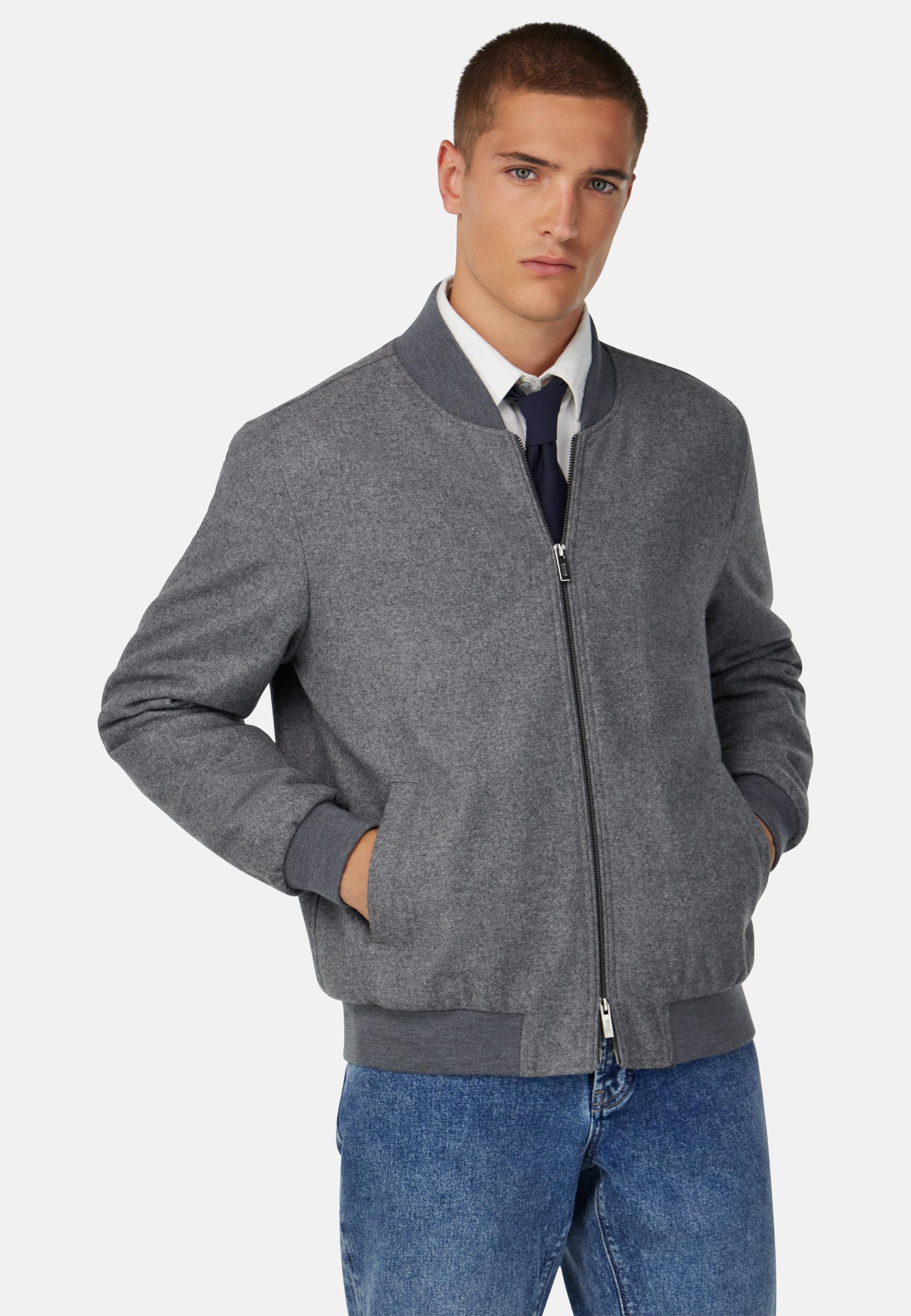 Wool Bomber Jacket Grey, Grey, medium