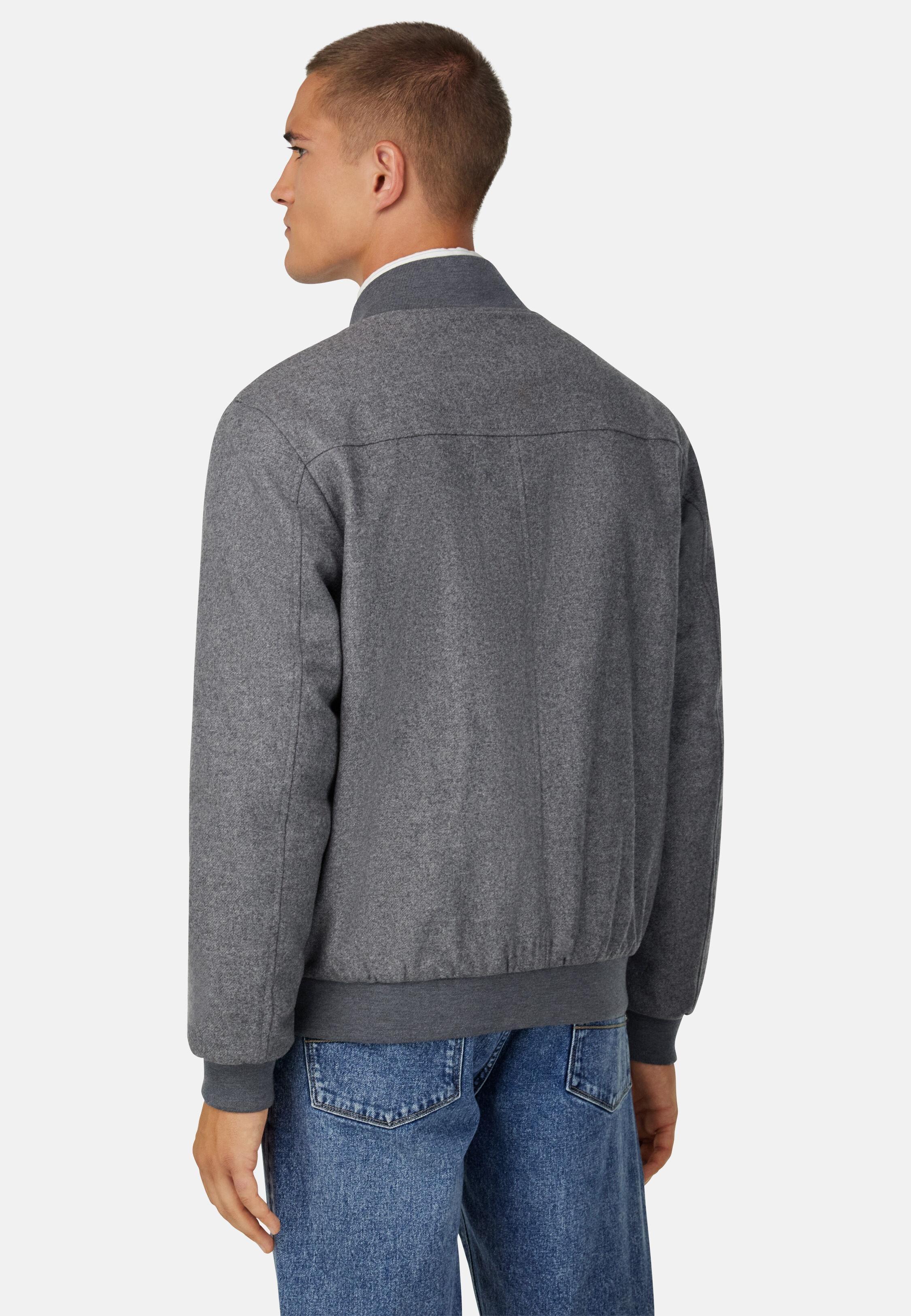 GREY Wool Bomber Jacket, Grey, medium