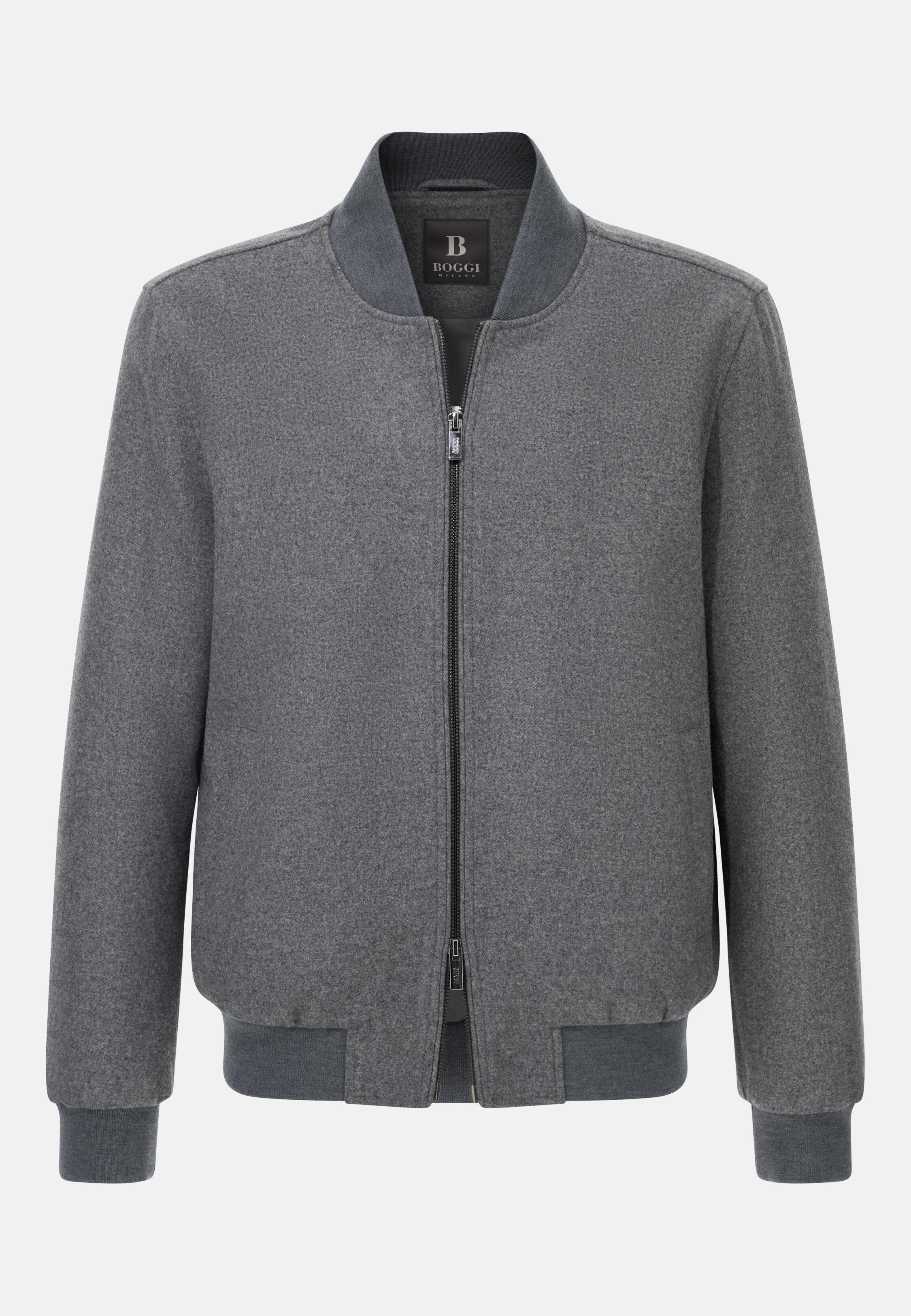 GREY Wool Bomber Jacket, Grey, large image number 3