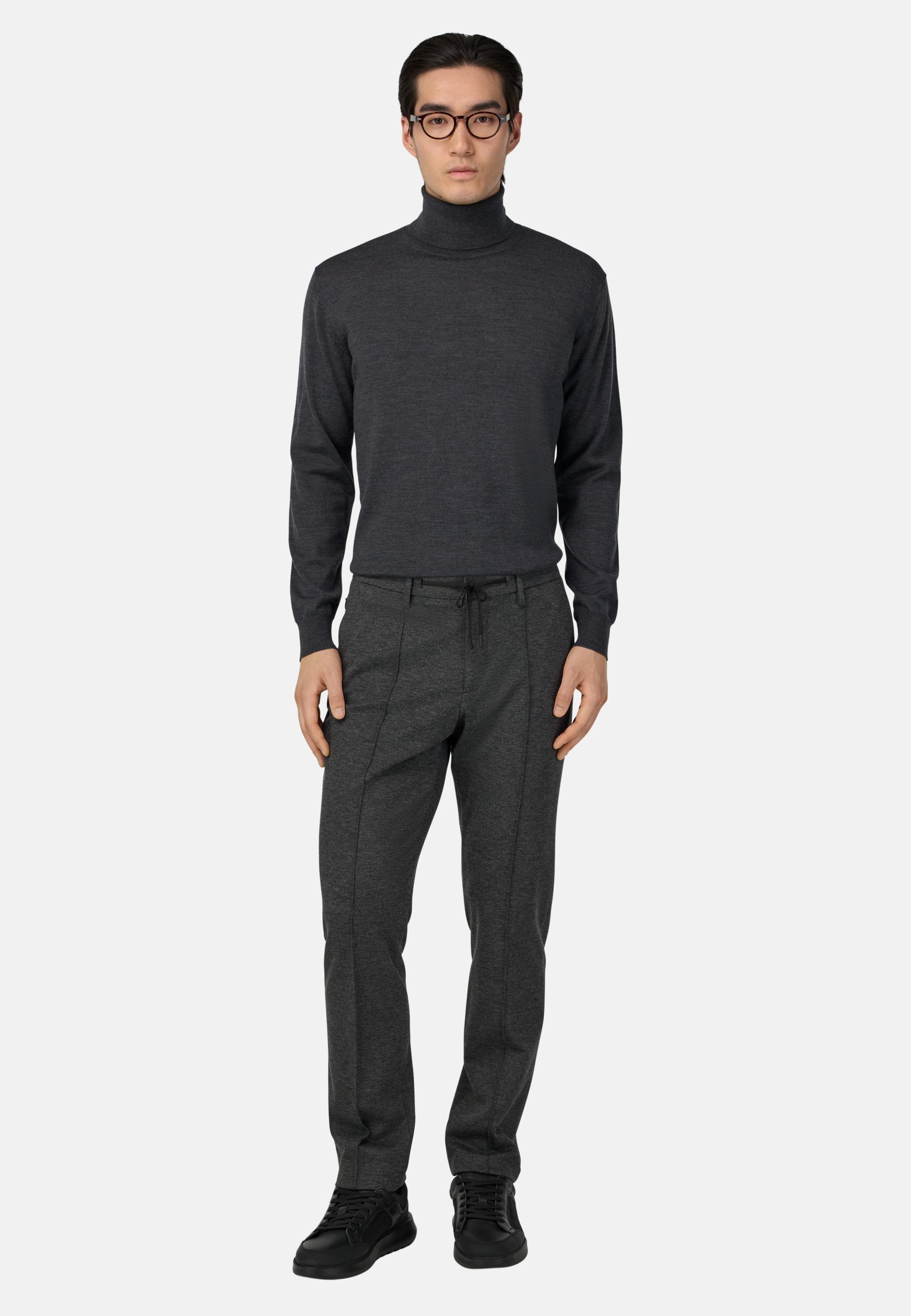 Viscose Blend Jersey Trousers Grey, Dark Grey, large image number 1