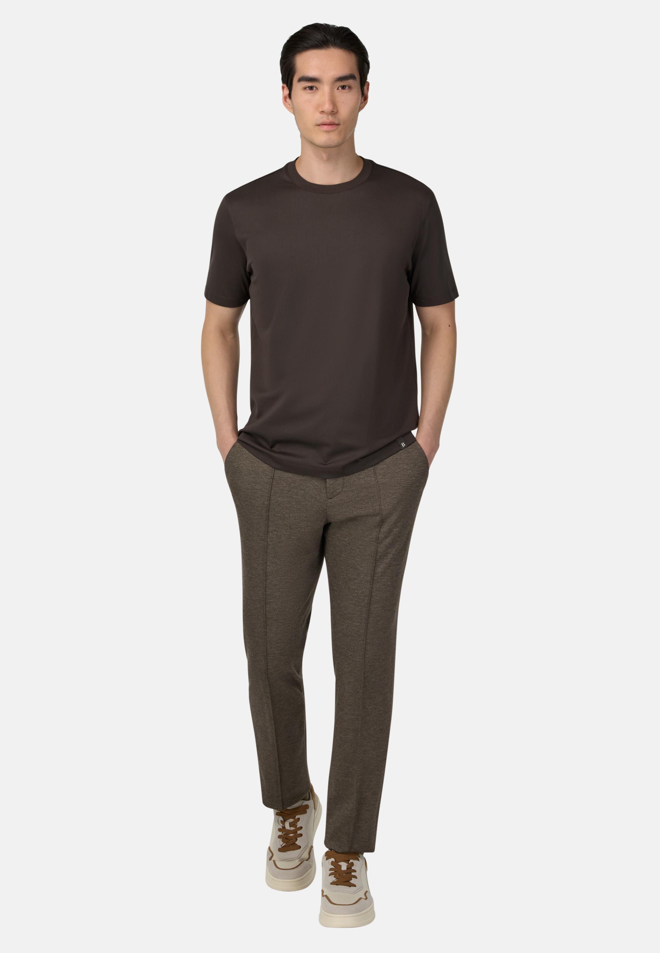 Viscose Blend Jersey Trousers Brown, Brown, large image number 1