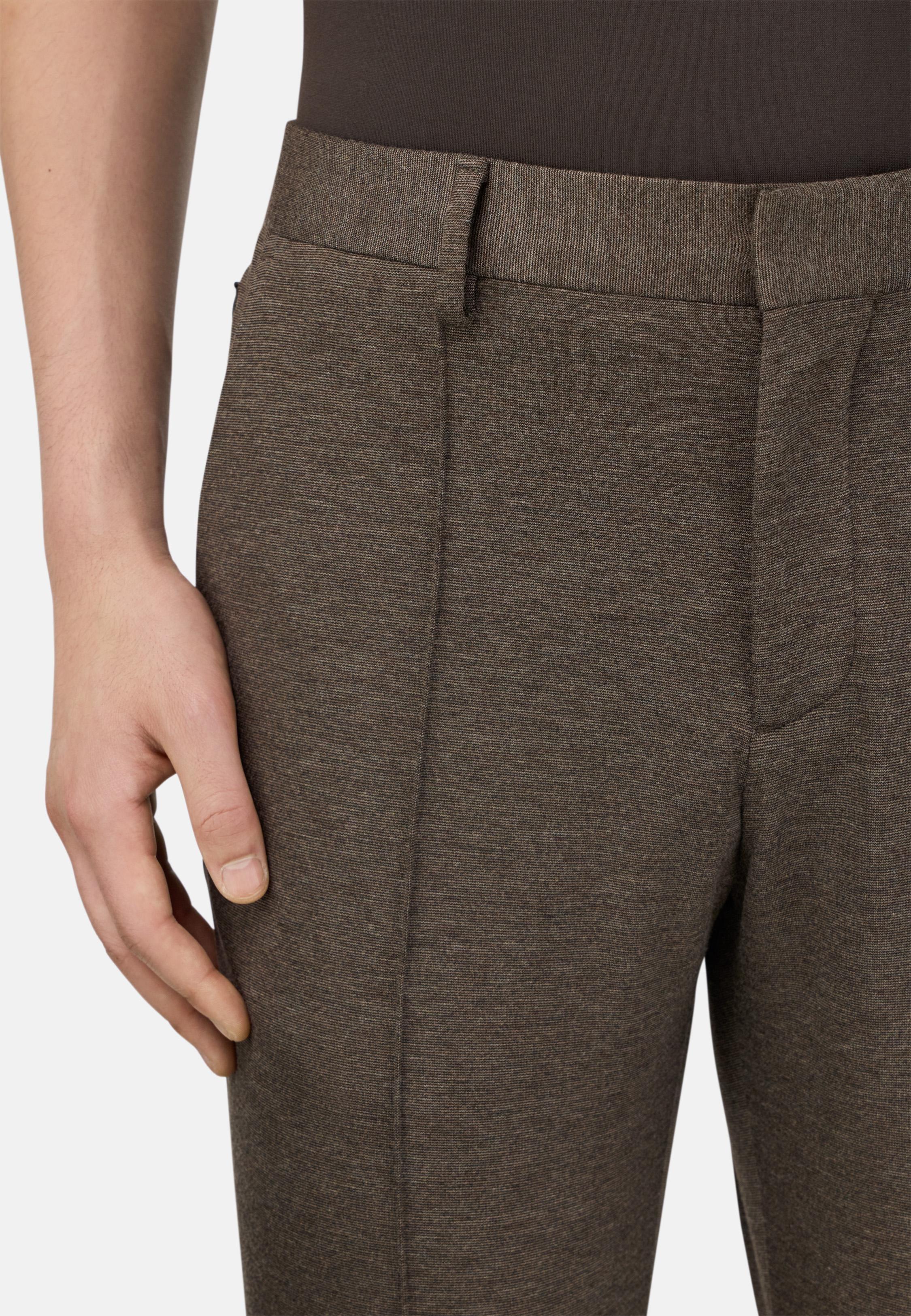 Viscose Blend Jersey Trousers Brown, Brown, large image number 3