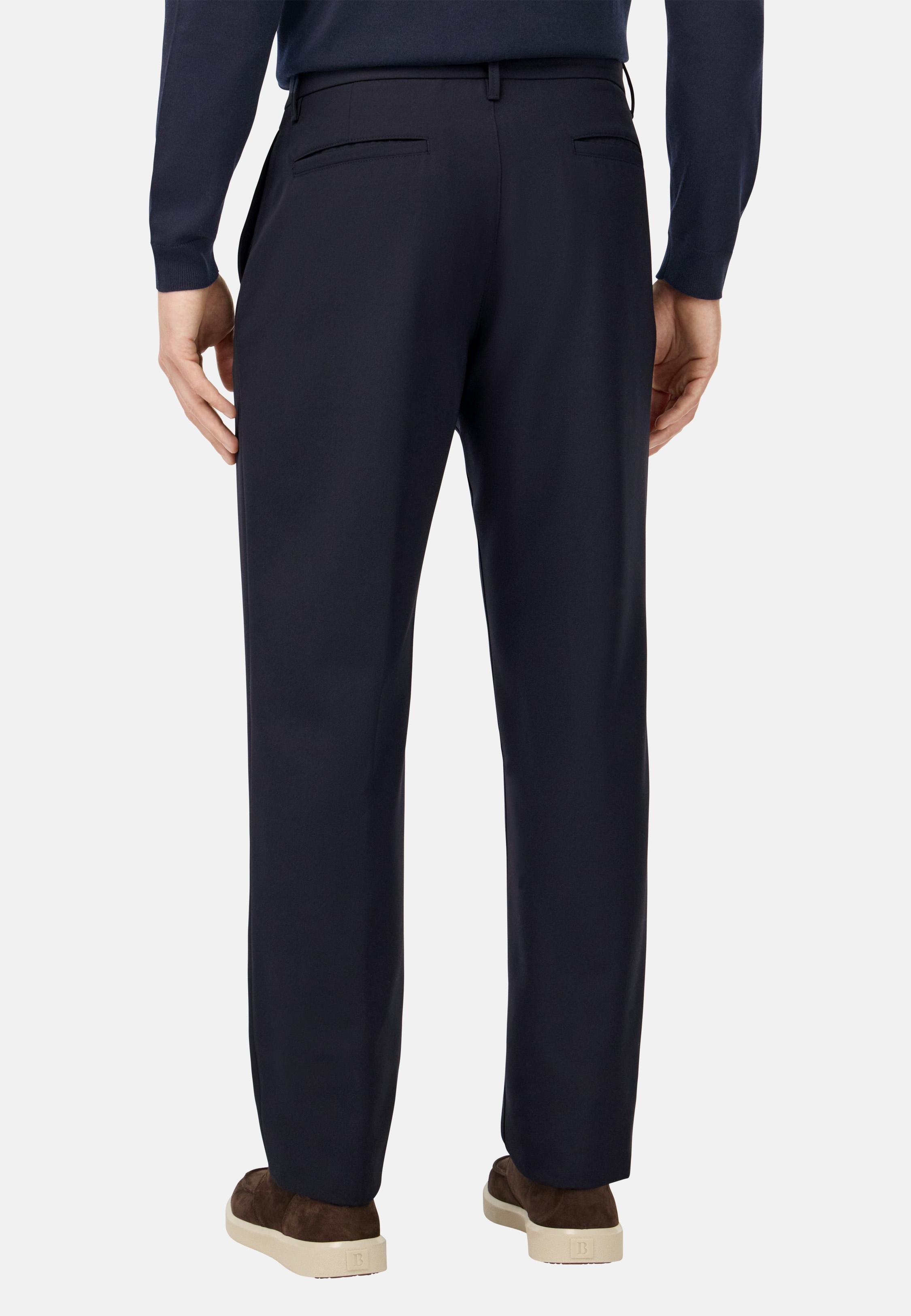 Wool Blend Trousers Blue, Navy blue, medium