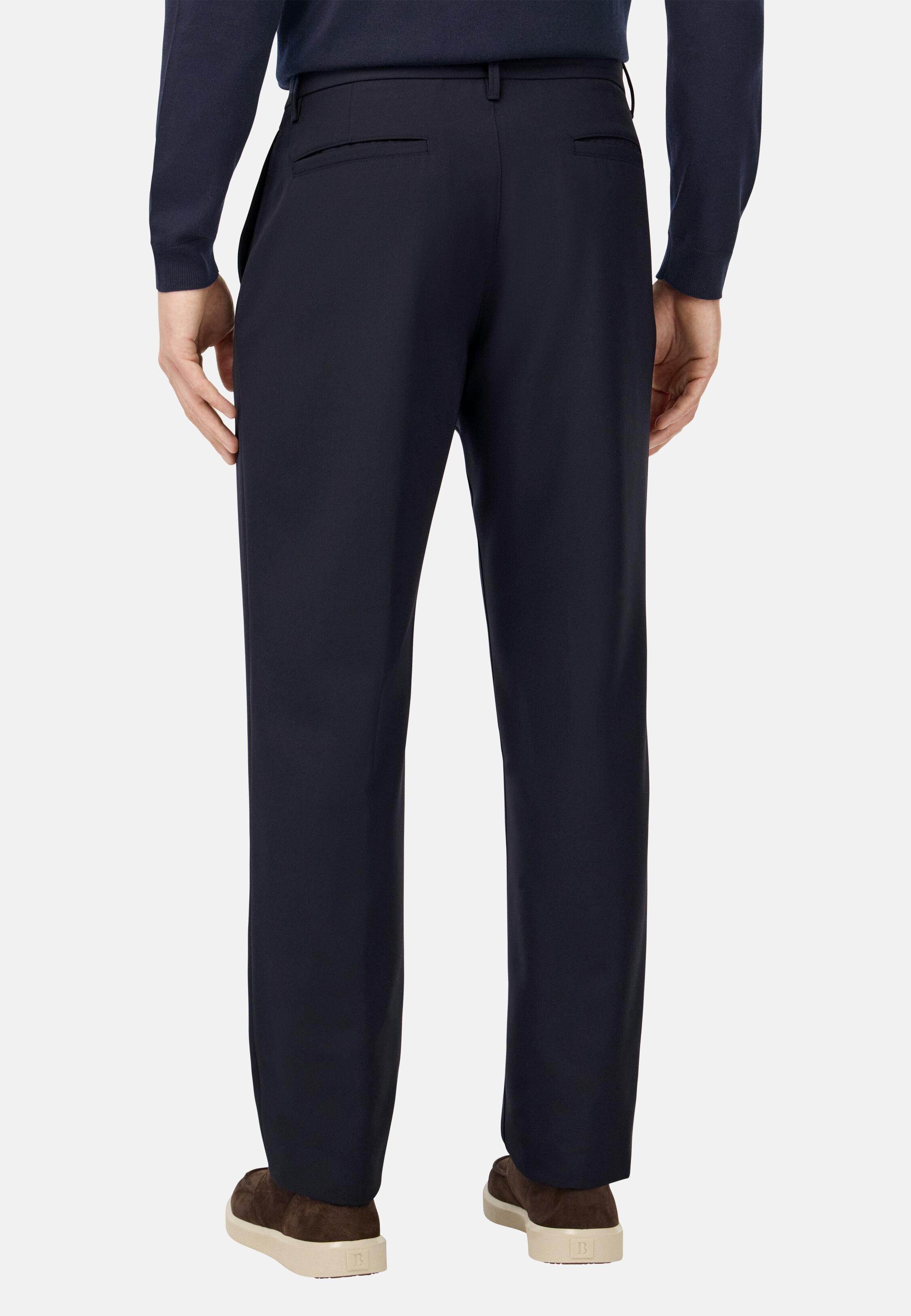 Wool Blend Trousers Blue, 3901_NAVY, medium