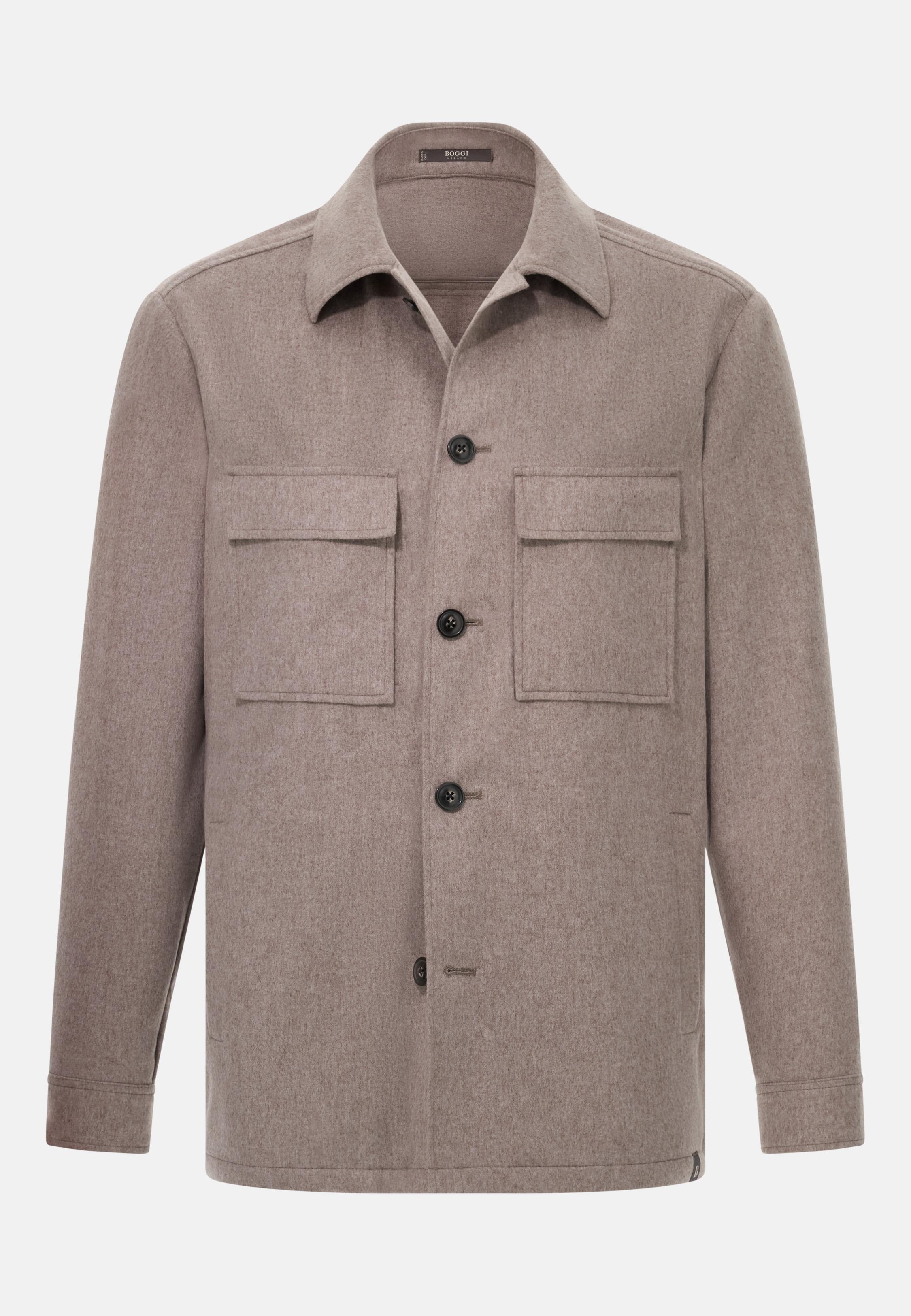 Cashmere Link Shirt Jacket Brown, Taupe, medium
