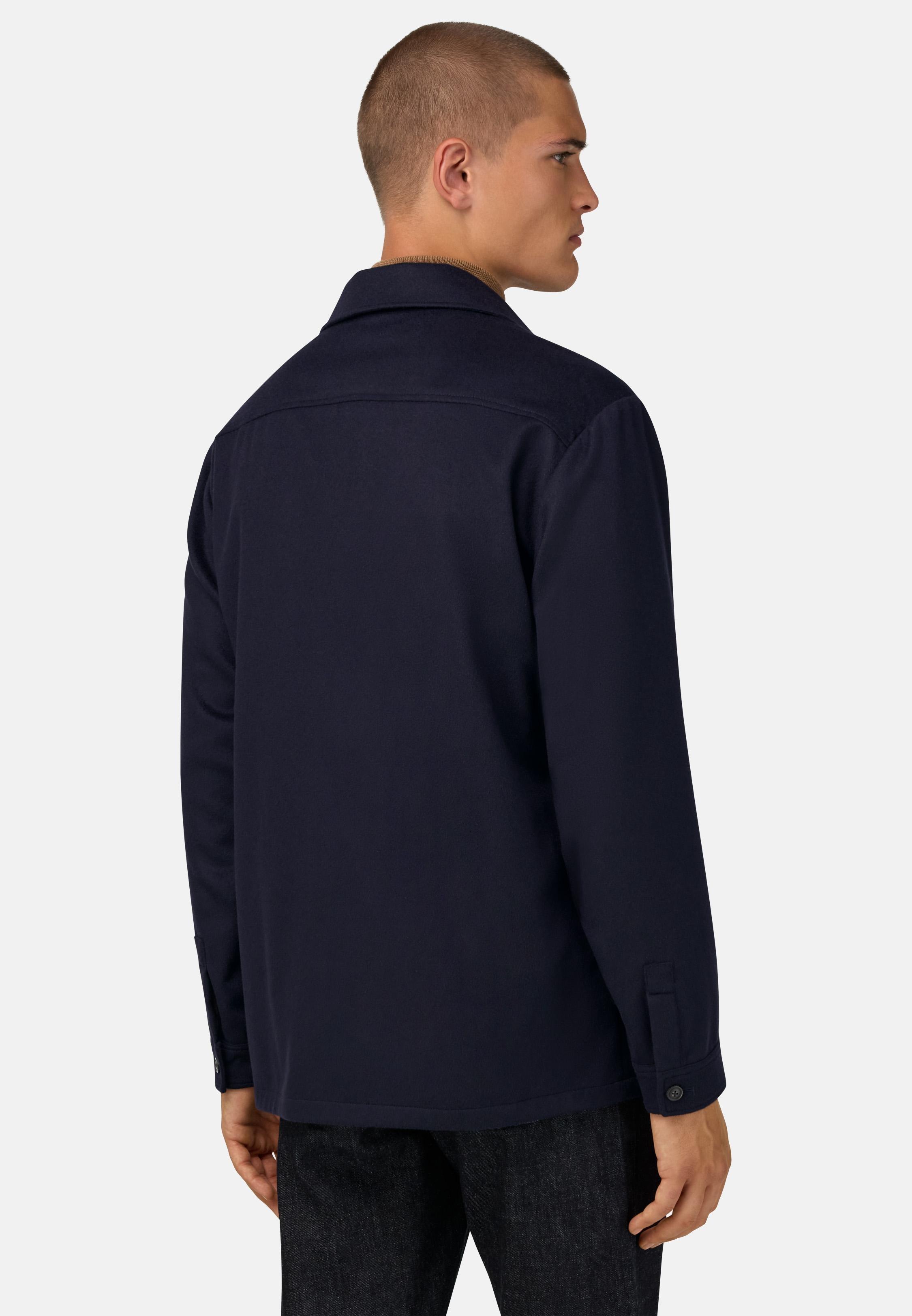 Cashmere Link Shirt Jacket Blue, Navy blue, medium
