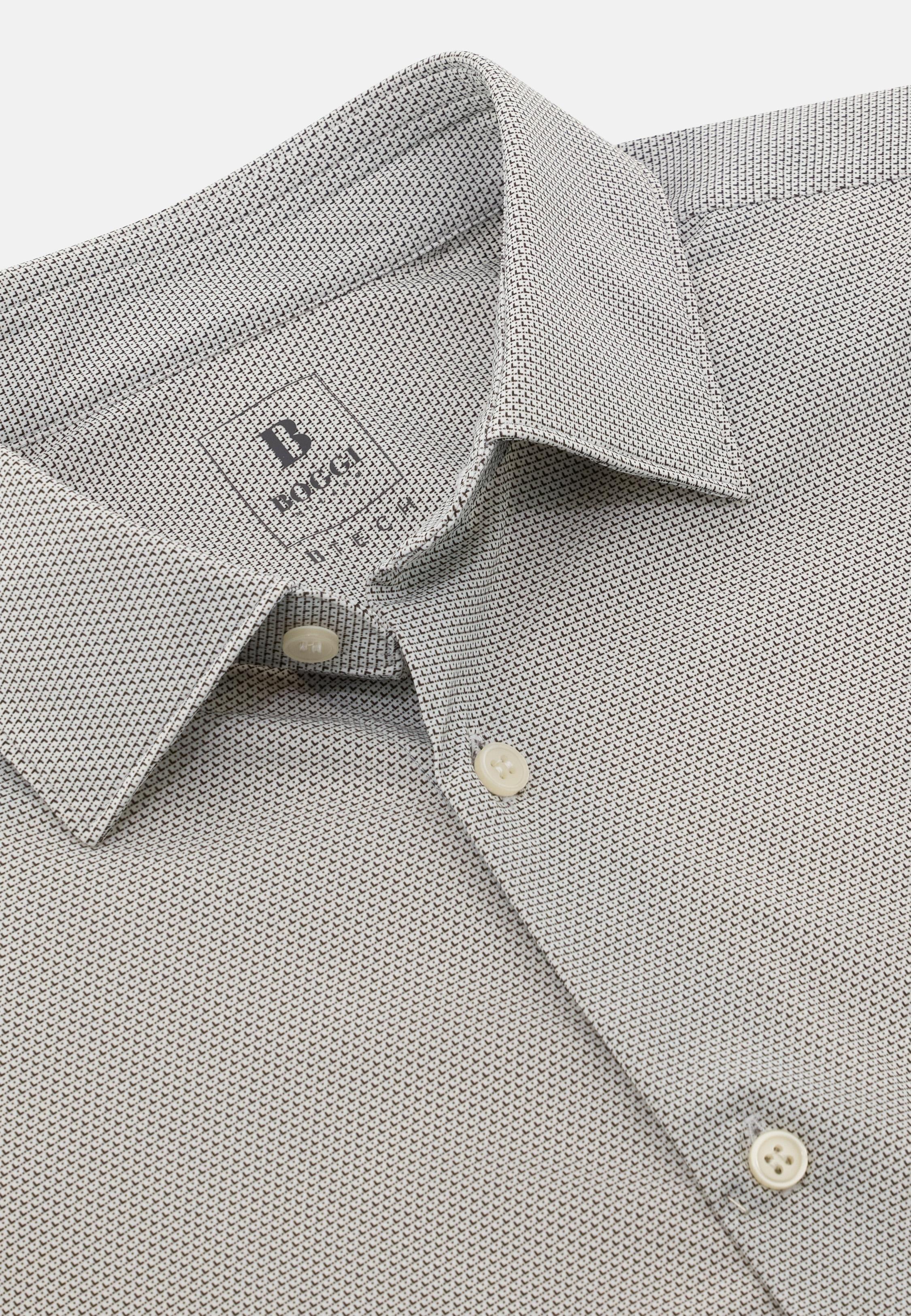 Slim Fit Stretch Nylon Shirt Brown, Brown, medium