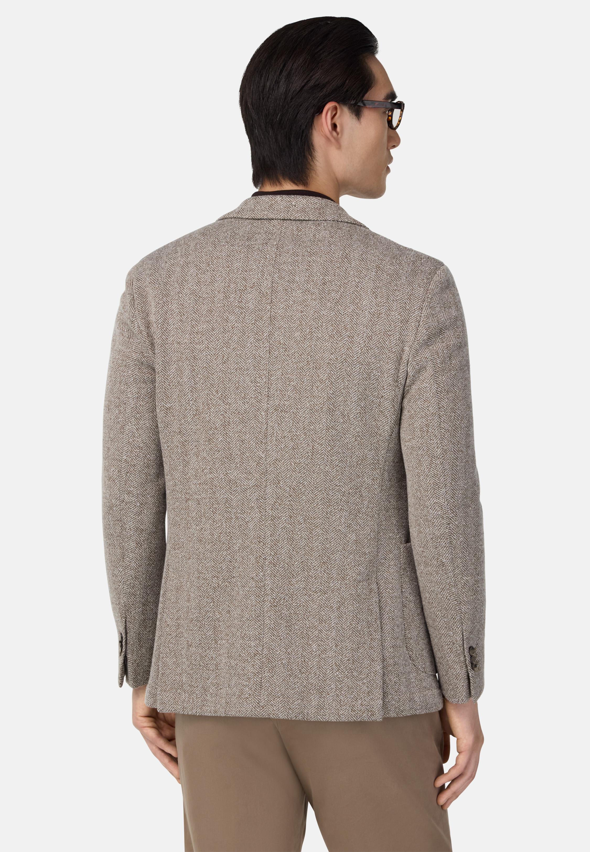 B-Jersey Herringbone Jacket in a Cotton Blend Brown, Taupe, medium