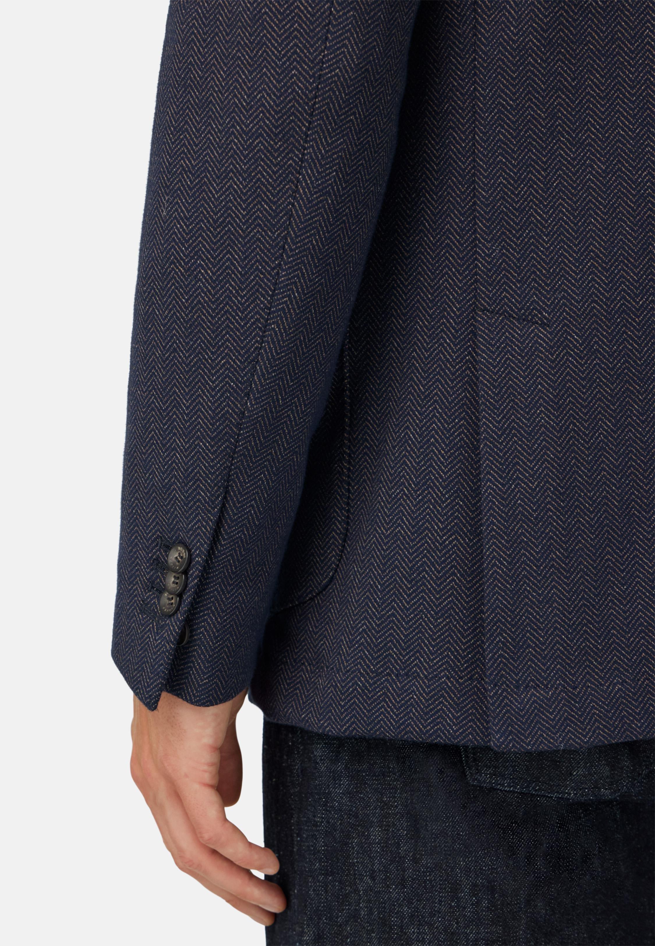 B-Jersey Herringbone Jacket In A Cotton Blend Blue, Navy blue, medium