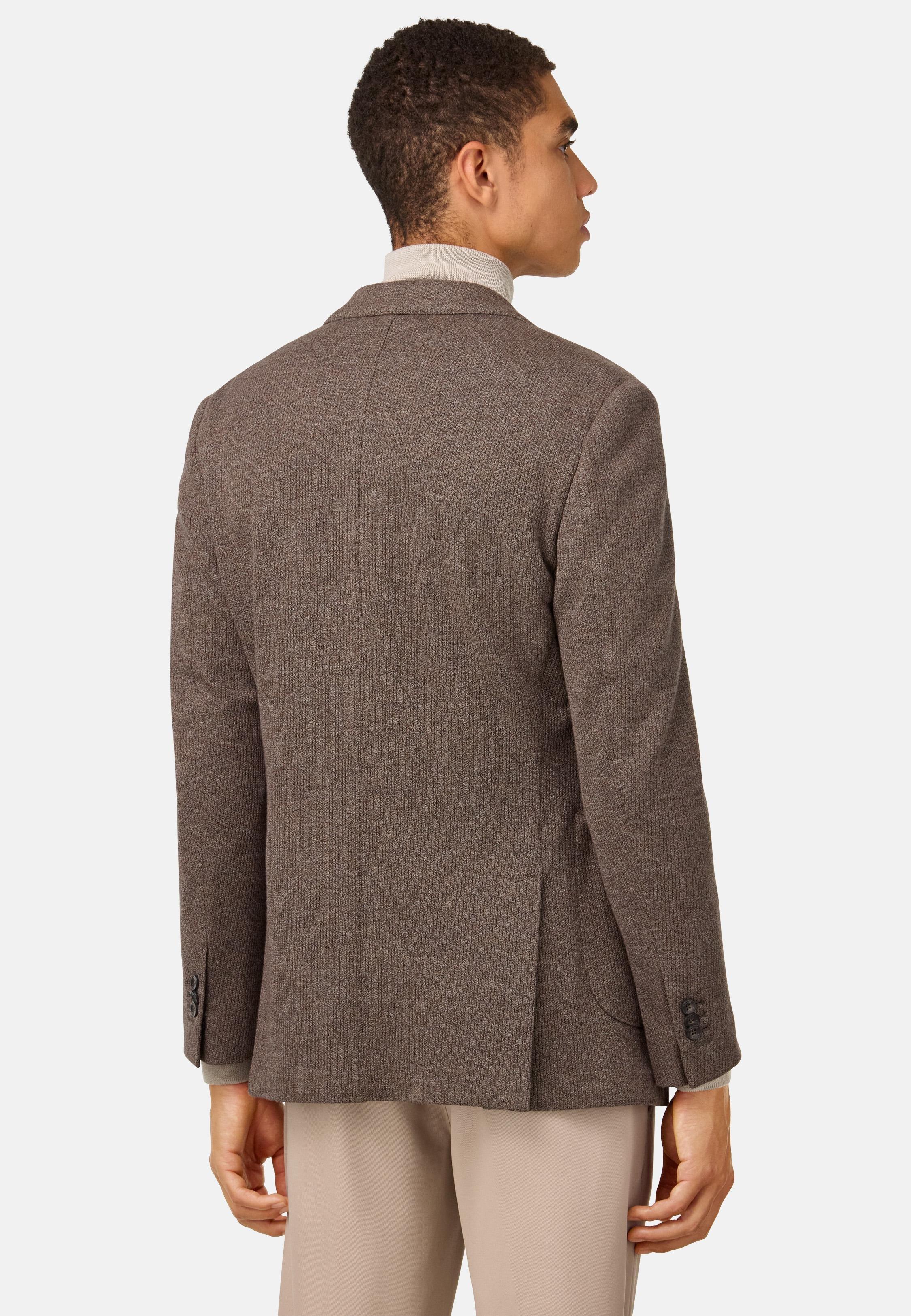 BROWN B Jersey Micro Textured Jacket in a Cotton Blend, , large image number 1