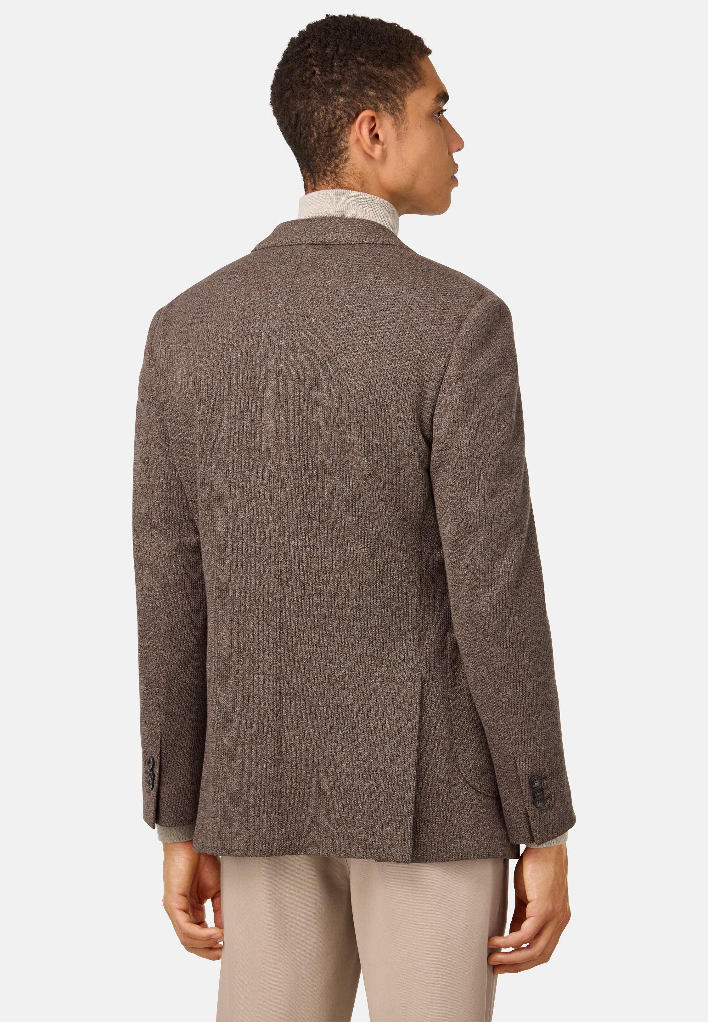 B Jersey Micro Textured Jacket in a Cotton Blend Brown, 3901_BROW, medium
