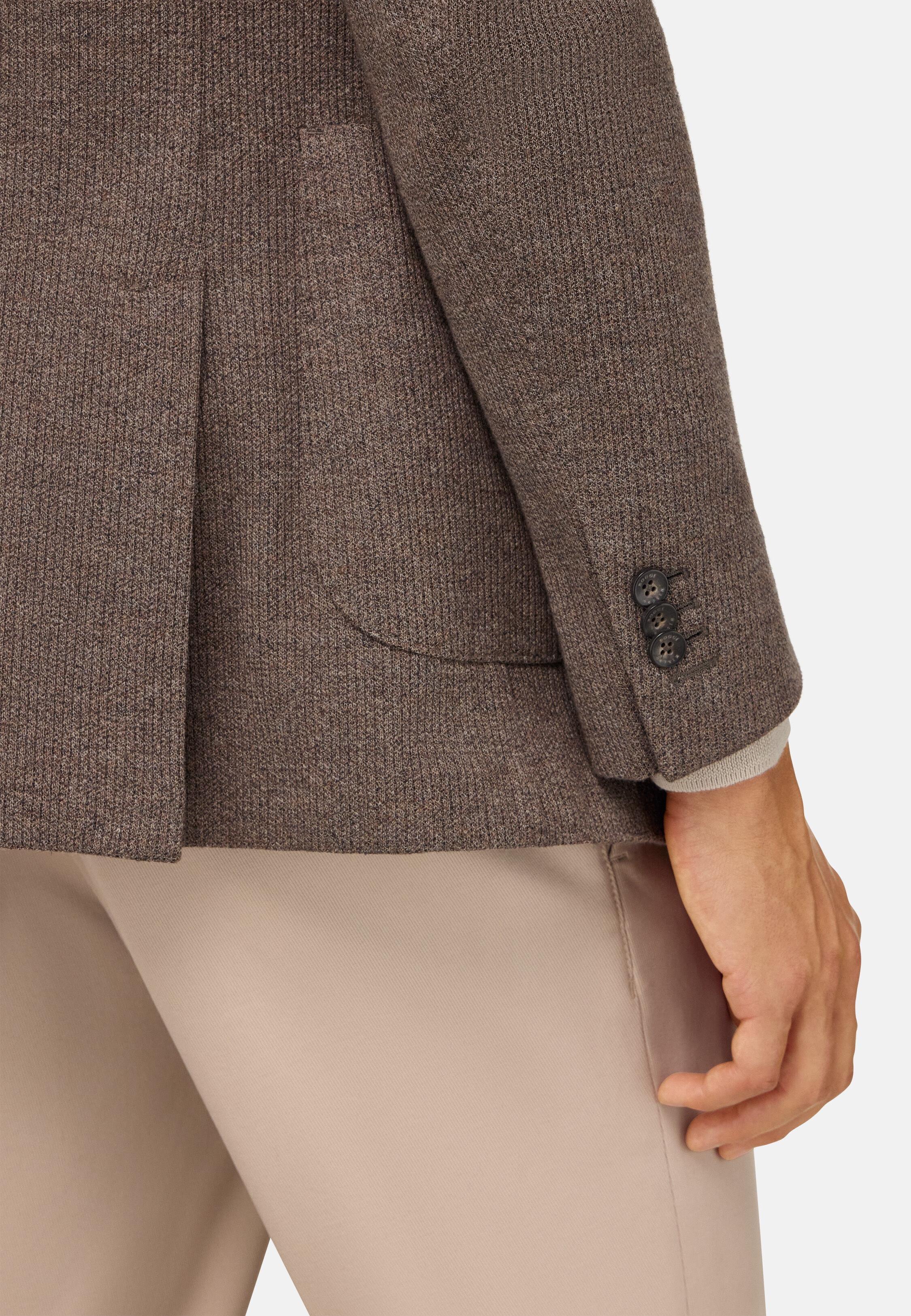 B Jersey Micro Textured Jacket in a Cotton Blend Brown, 3901_BROW, medium