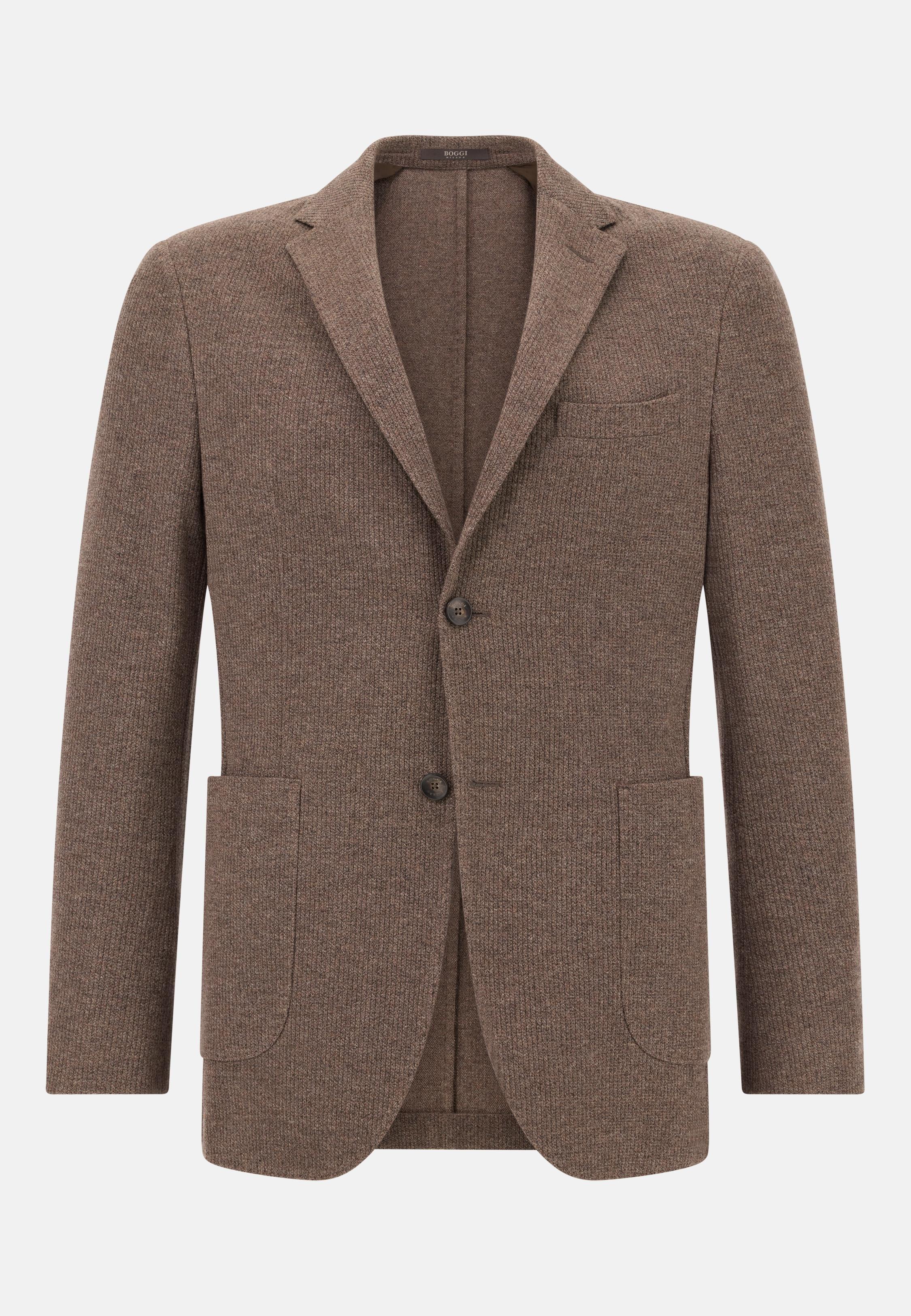 BROWN B Jersey Micro Textured Jacket in a Cotton Blend, , large image number 3