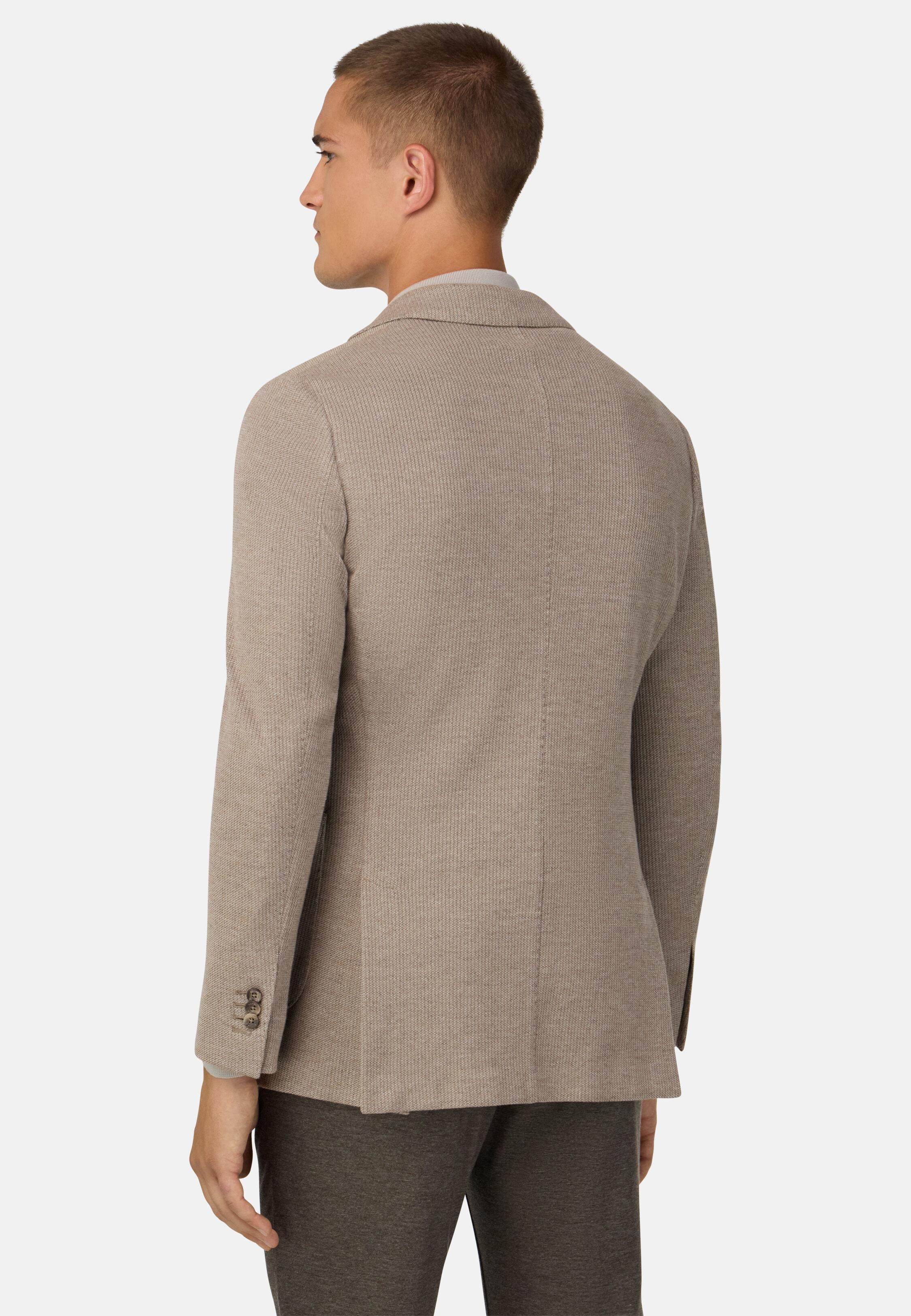 B Jersey Micro Textured Jacket in a Cotton Blend Brown, 3901_TAUP, medium