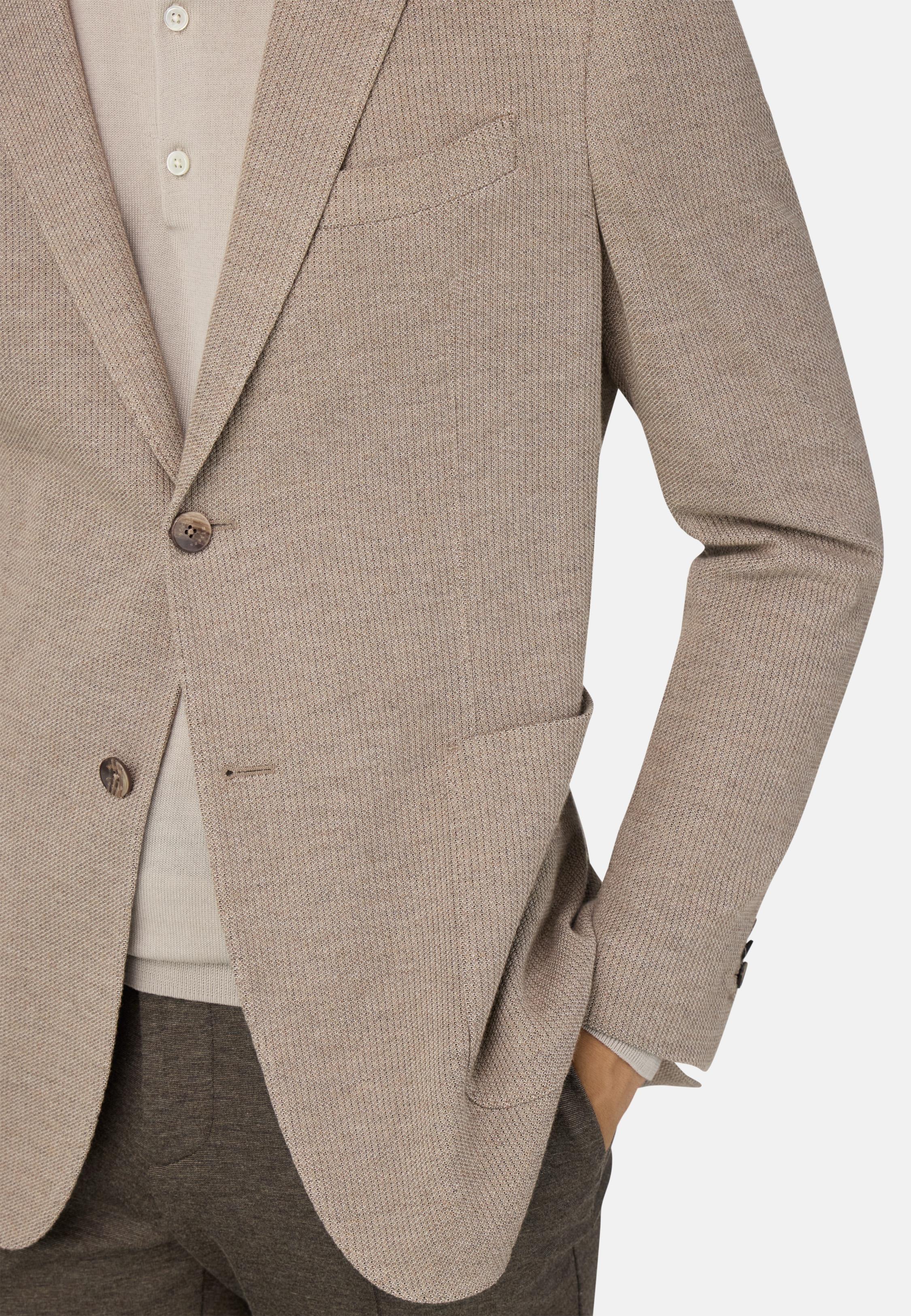BROWN B Jersey Micro Textured Jacket in a Cotton Blend, , large image number 2