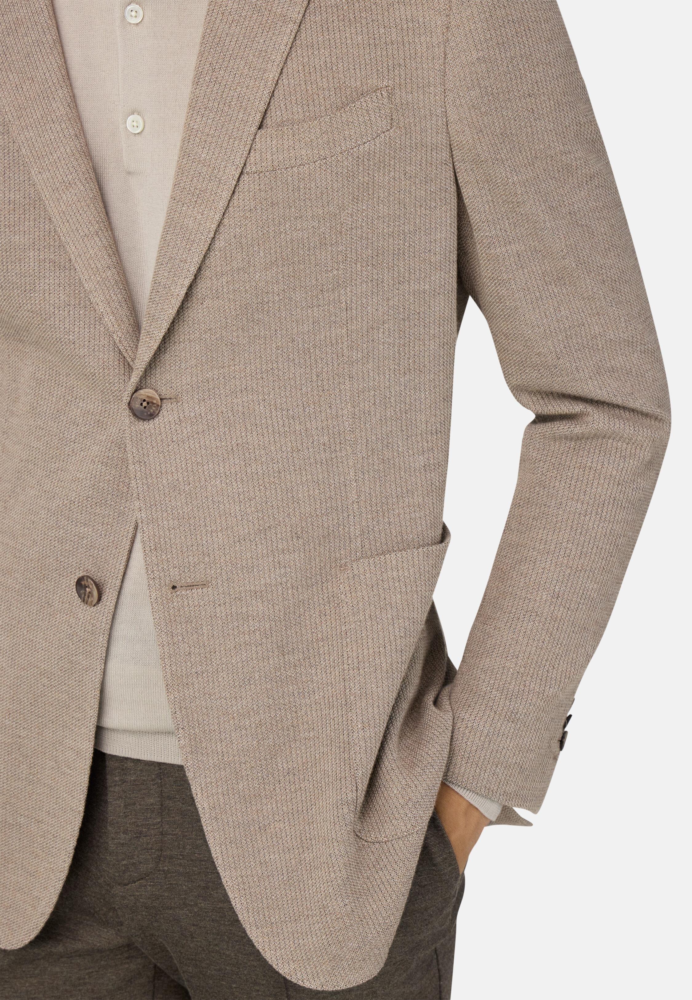 B Jersey Micro Textured Jacket in a Cotton Blend Brown, 3901_TAUP, medium