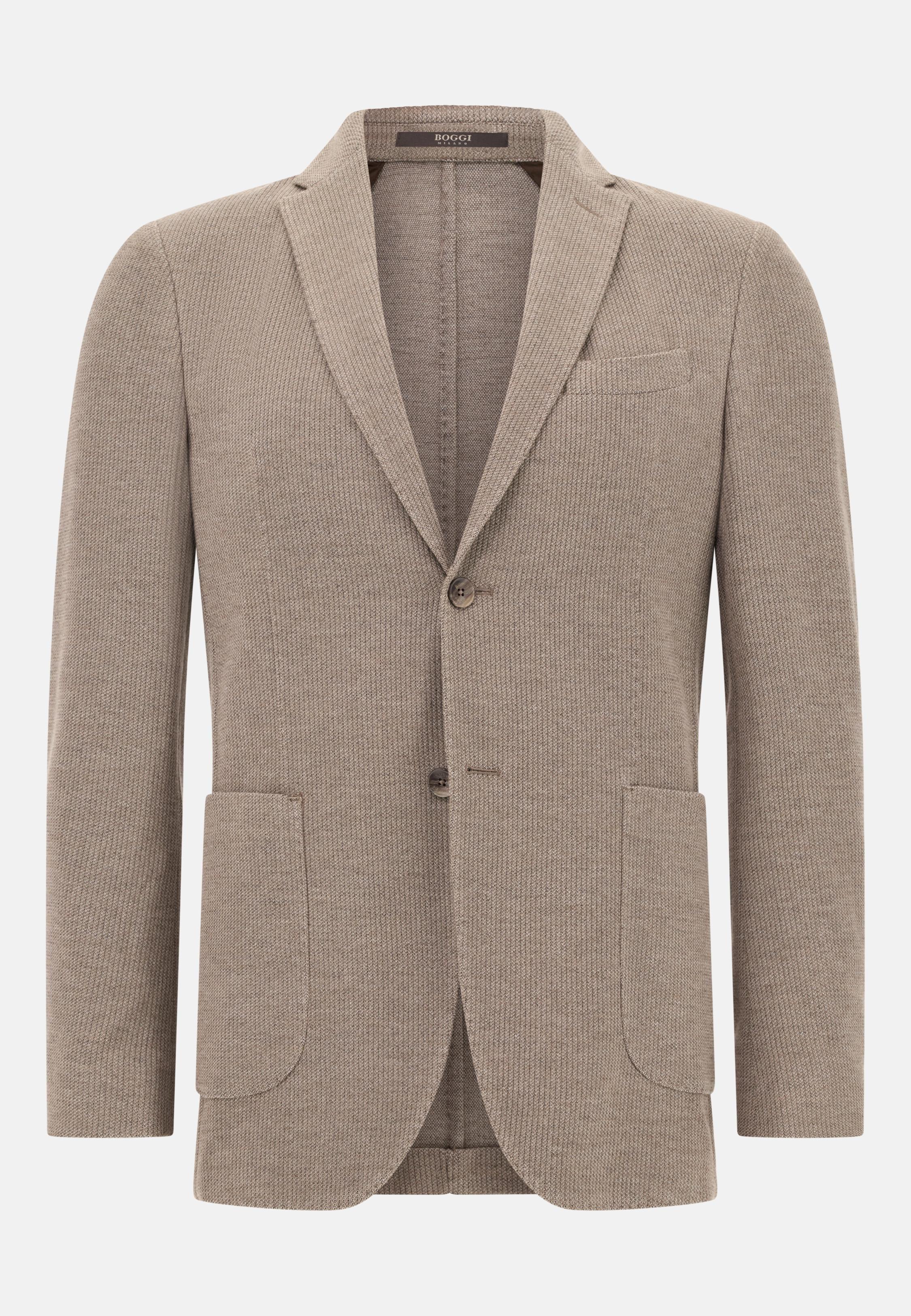 BROWN B Jersey Micro Textured Jacket in a Cotton Blend, , large image number 3