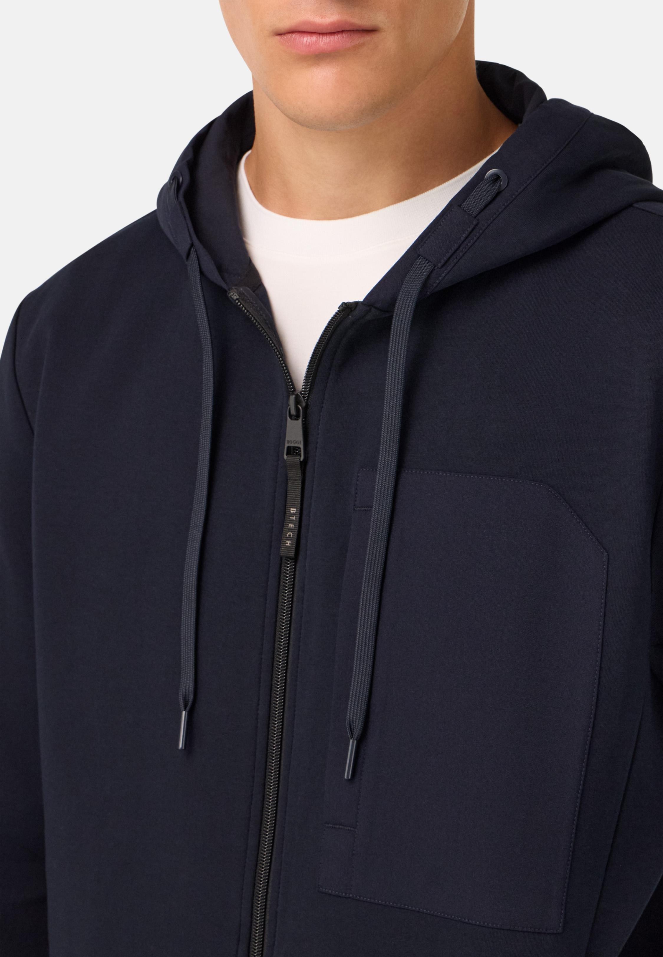 Cotton Blend Scuba Hoodie Blue, , large image number 2