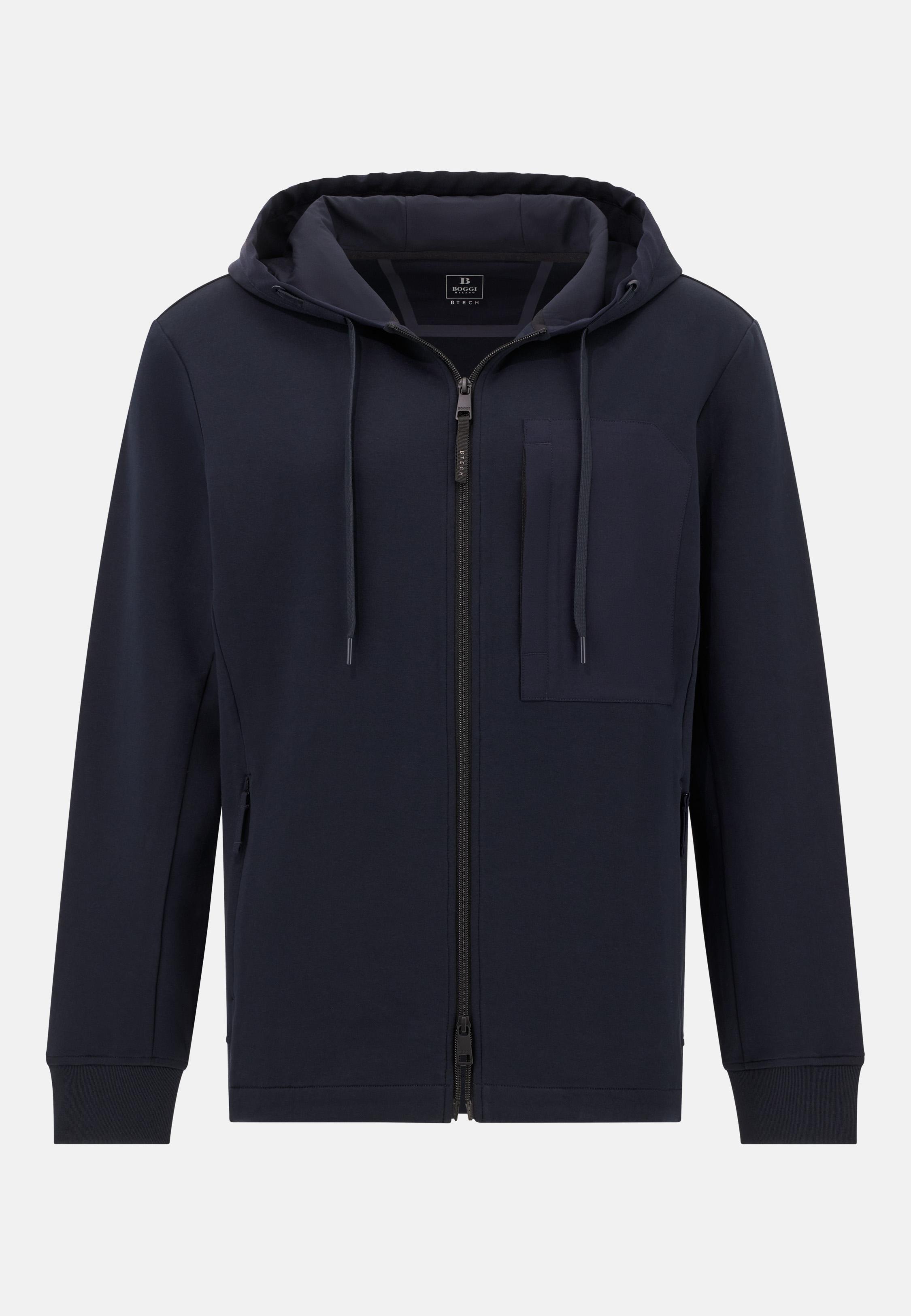 Cotton Blend Scuba Hoodie Blue, , large image number 3
