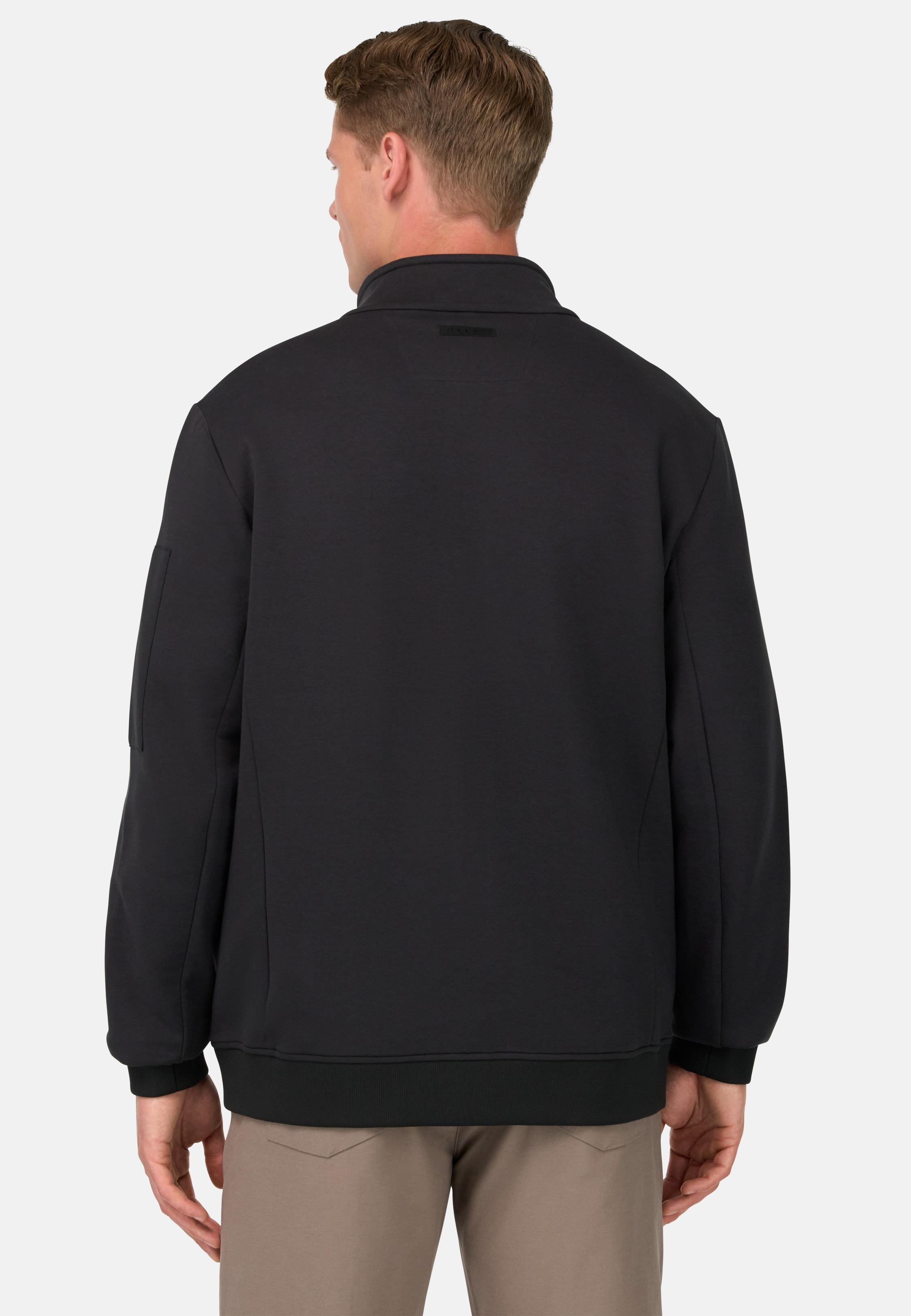 Full-Zip Sweatshirt in Cotton Blend Scuba Black, , large image number 1