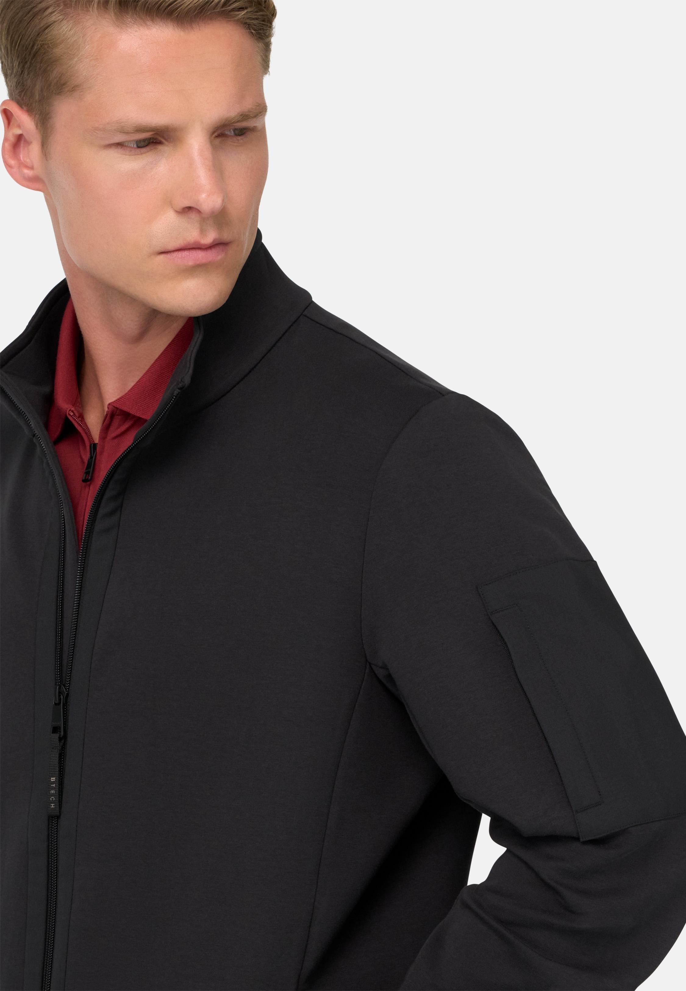 Full-Zip Sweatshirt in Cotton Blend Scuba Black, , large image number 2