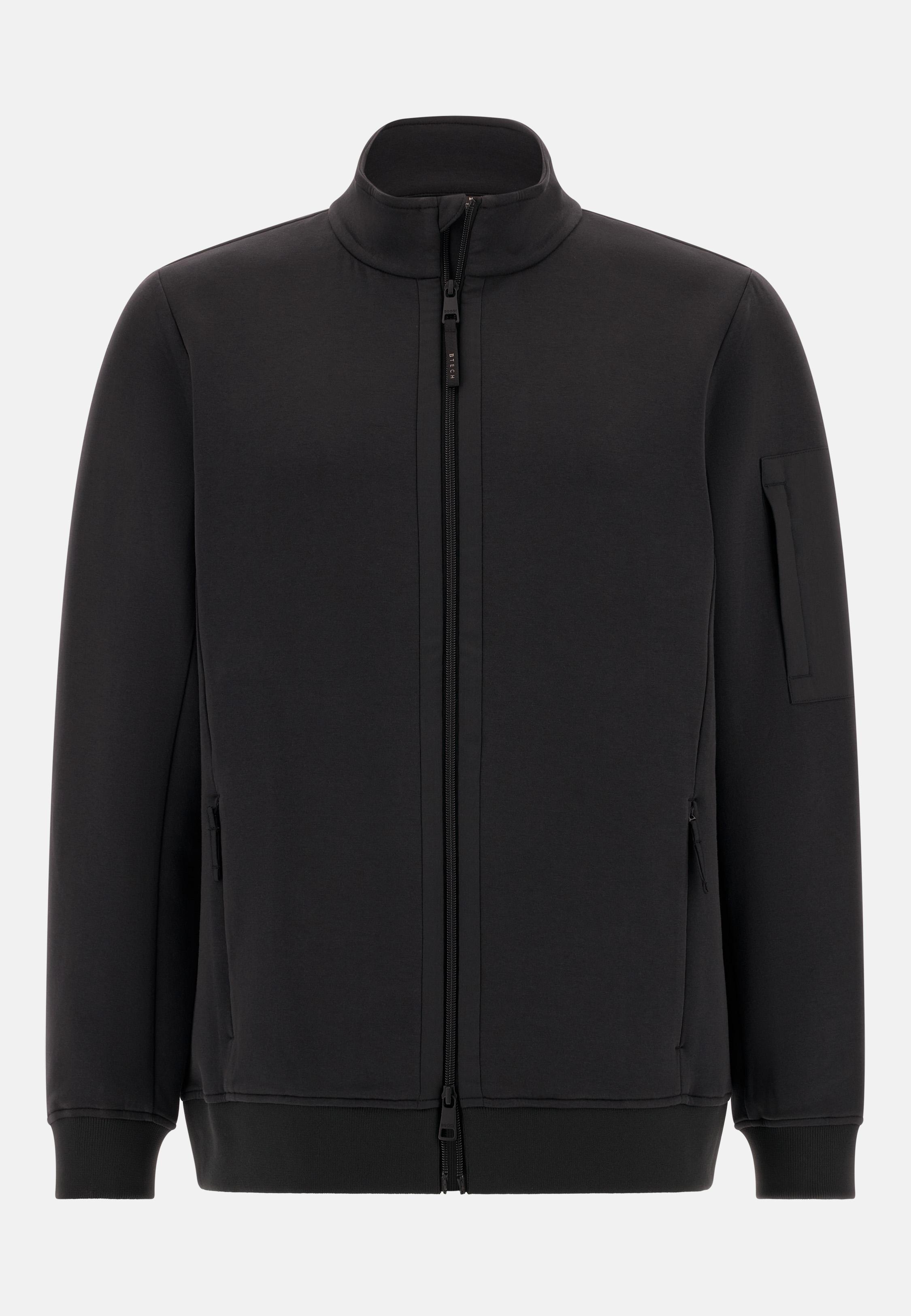 Full-Zip Sweatshirt in Cotton Blend Scuba Black, , large image number 3