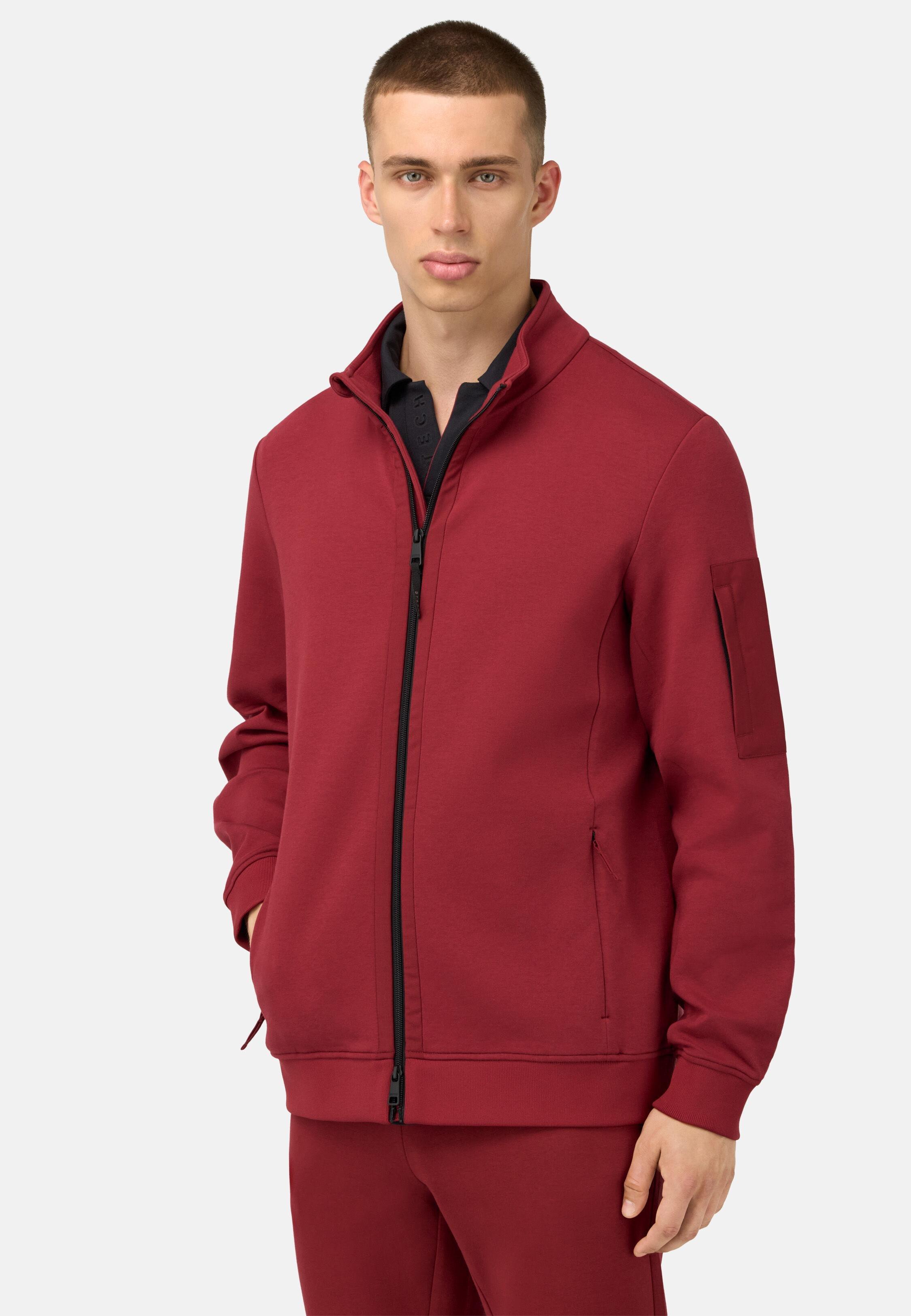 Full-Zip Sweatshirt in Cotton Blend Scuba Red, 3901_BURG, medium