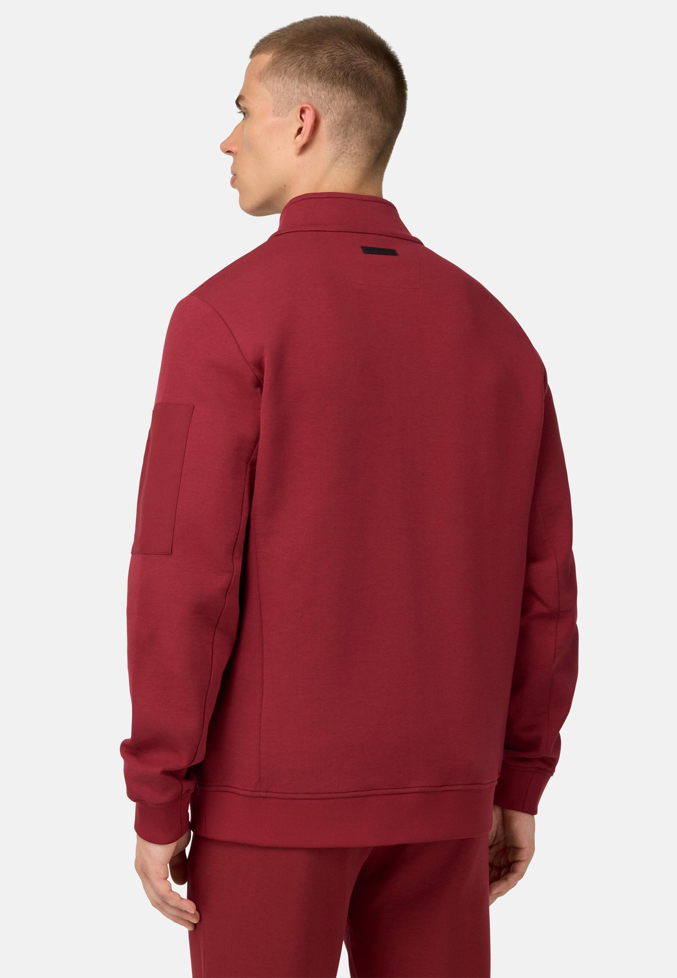 Full-Zip Sweatshirt in Cotton Blend Scuba Red, 3901_BURG, medium