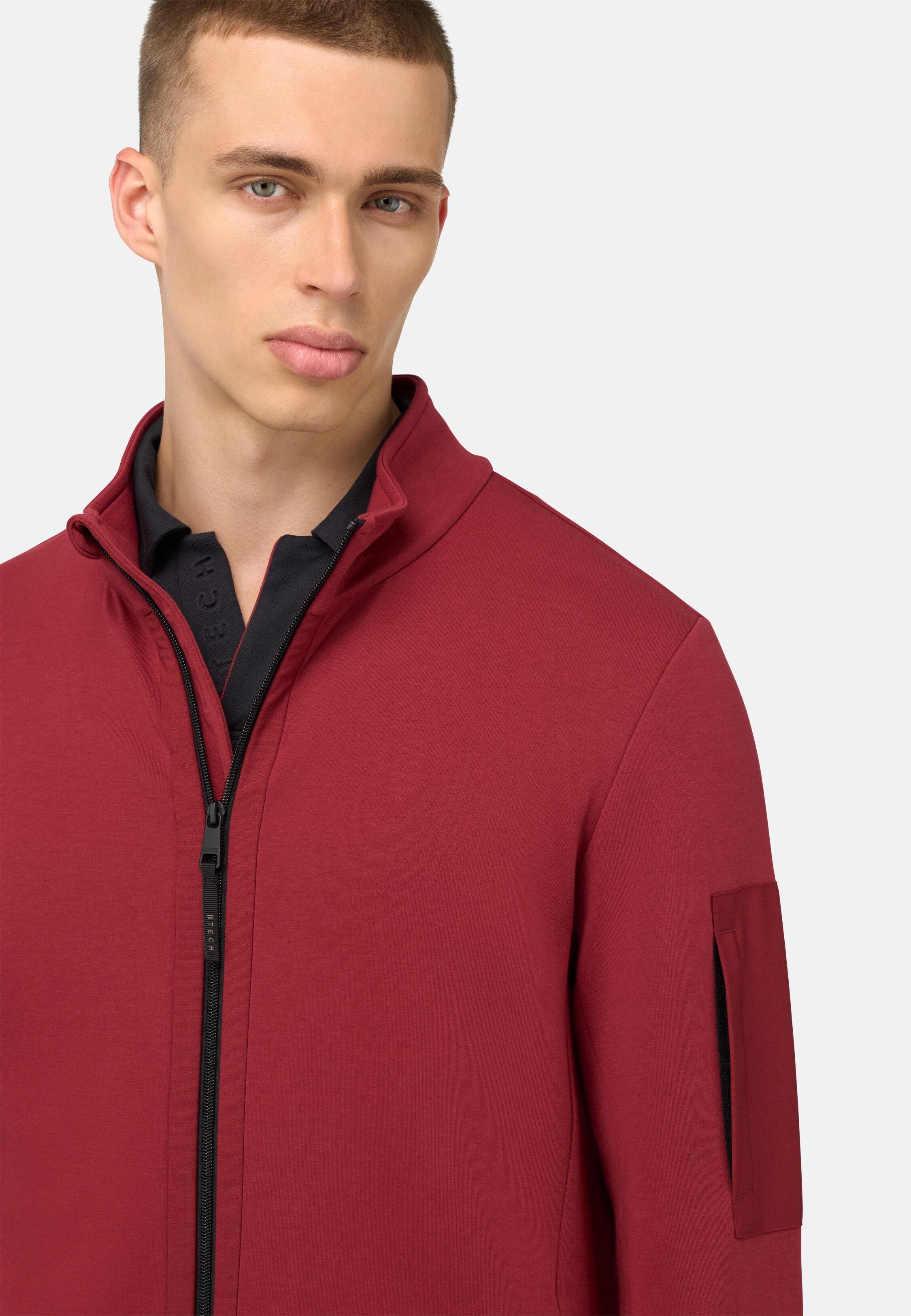 Full-Zip Sweatshirt in Cotton Blend Scuba Red, 3901_BURG, medium