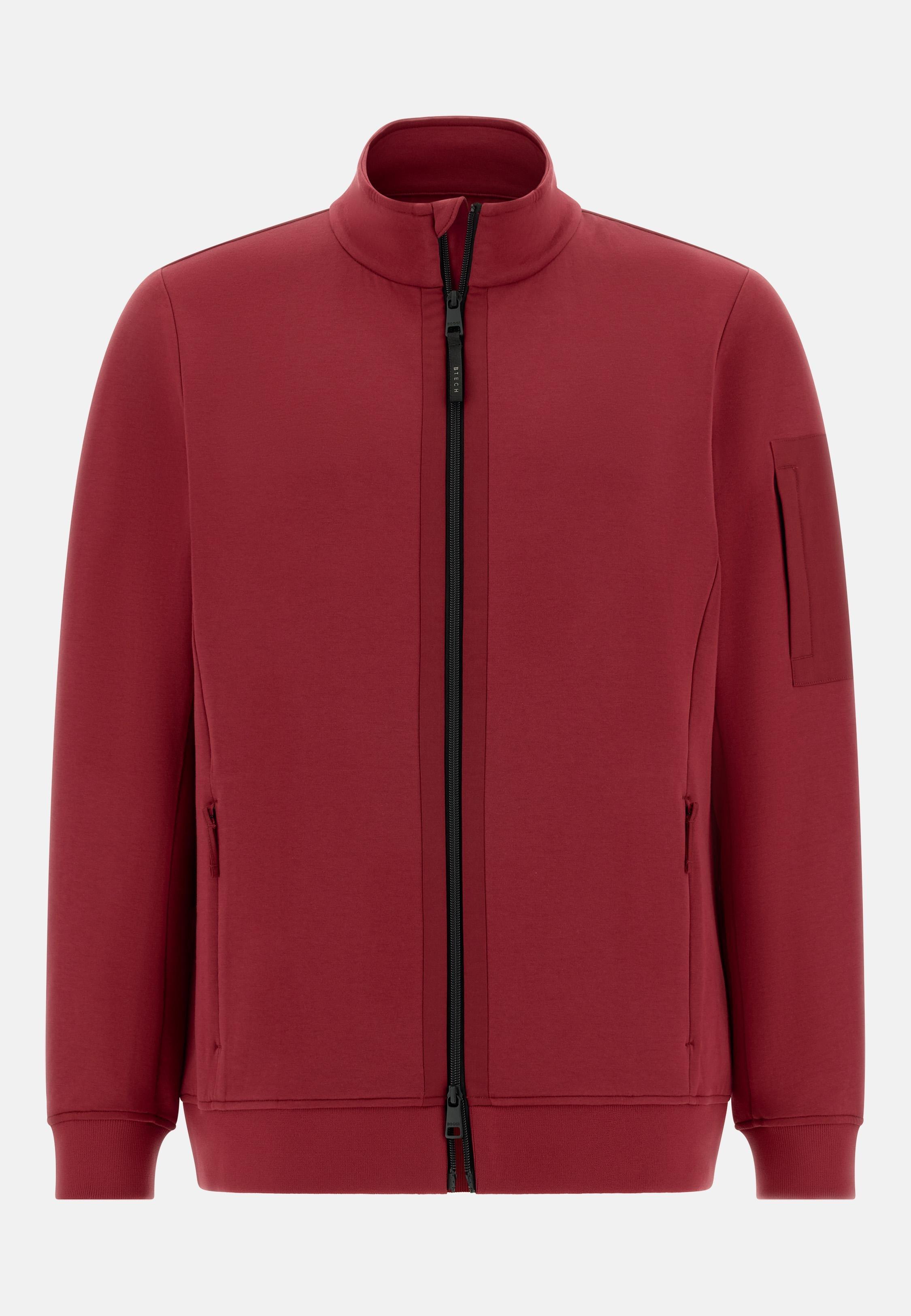 Full-Zip Sweatshirt In Cotton Blend Scuba Red, , large image number 3