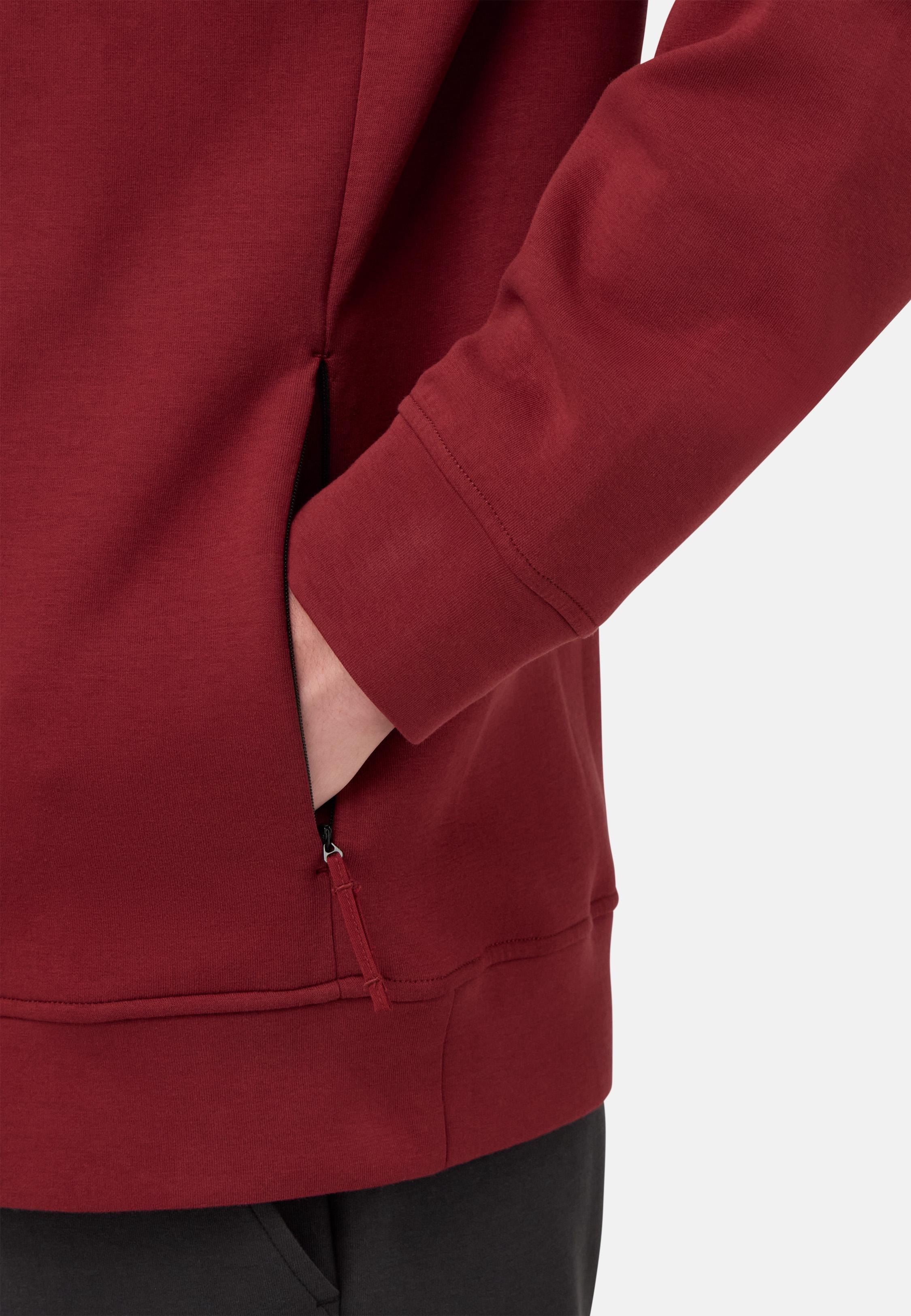 Mock Polo Neck Sweatshirt in Cotton Blend Scuba Red, Burgundy, medium