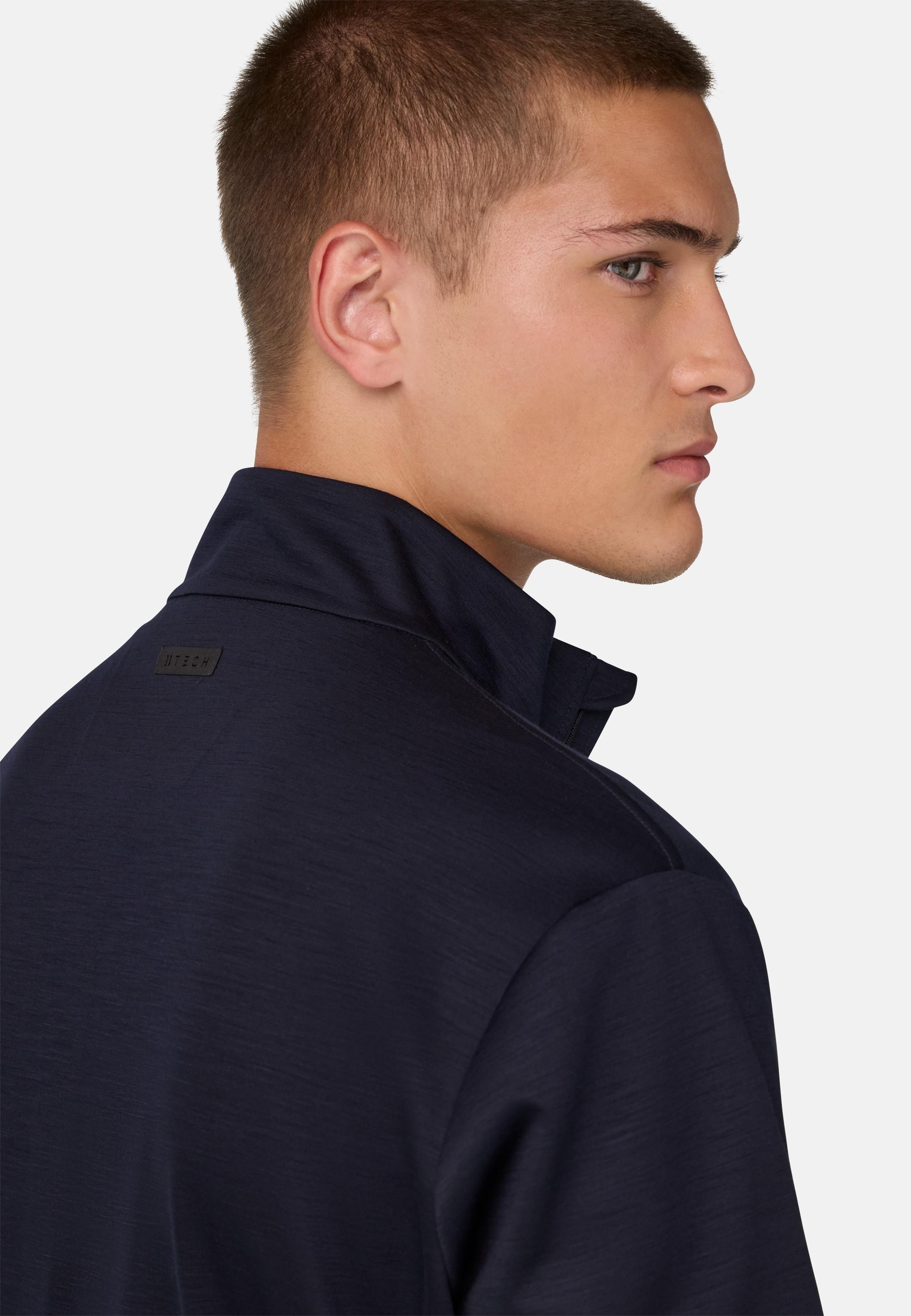 Mock Polo Neck Sweatshirt Navy, Navy blue, medium