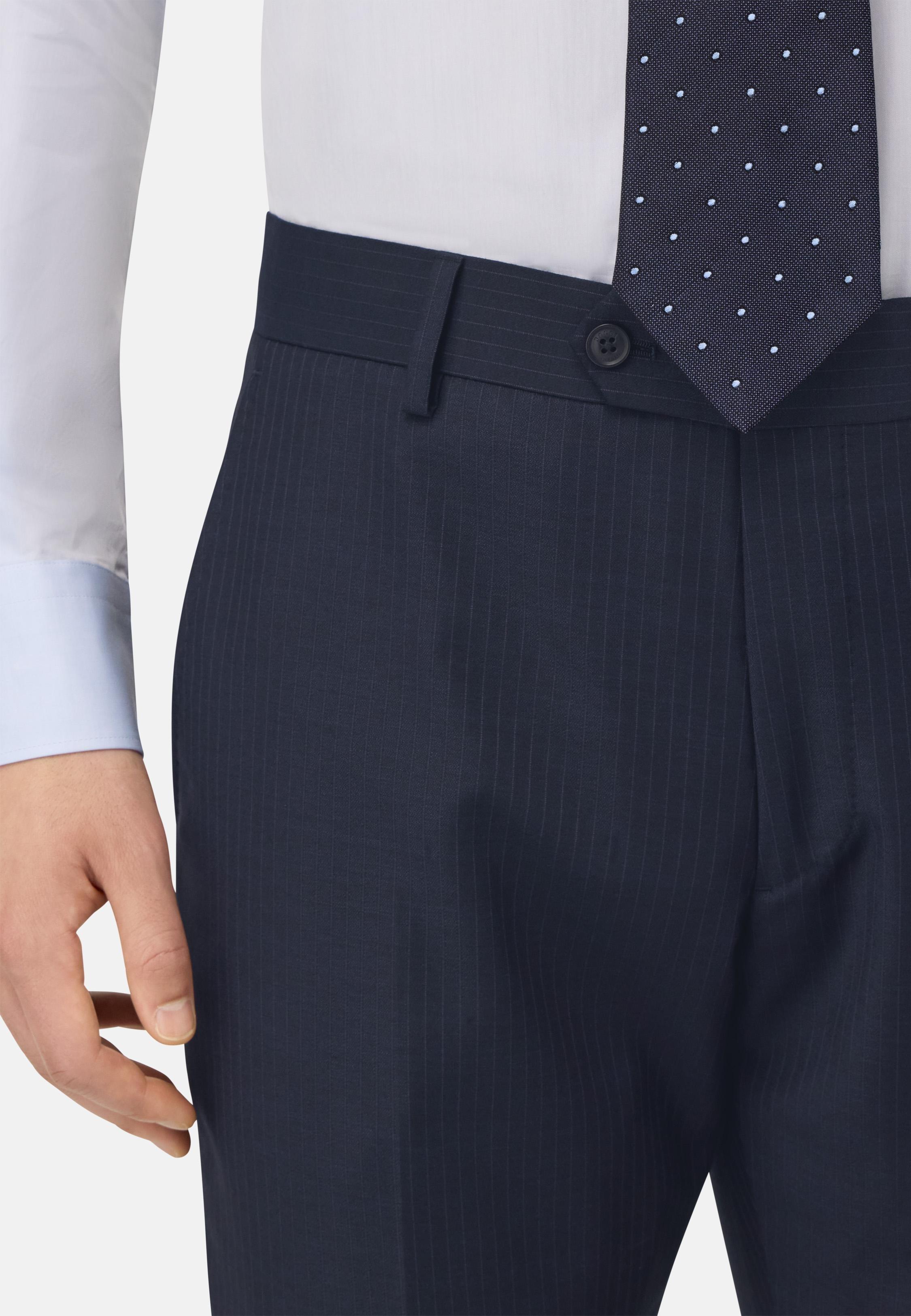Pinstripe Stretch Wool Suit Blue, , large image number 3