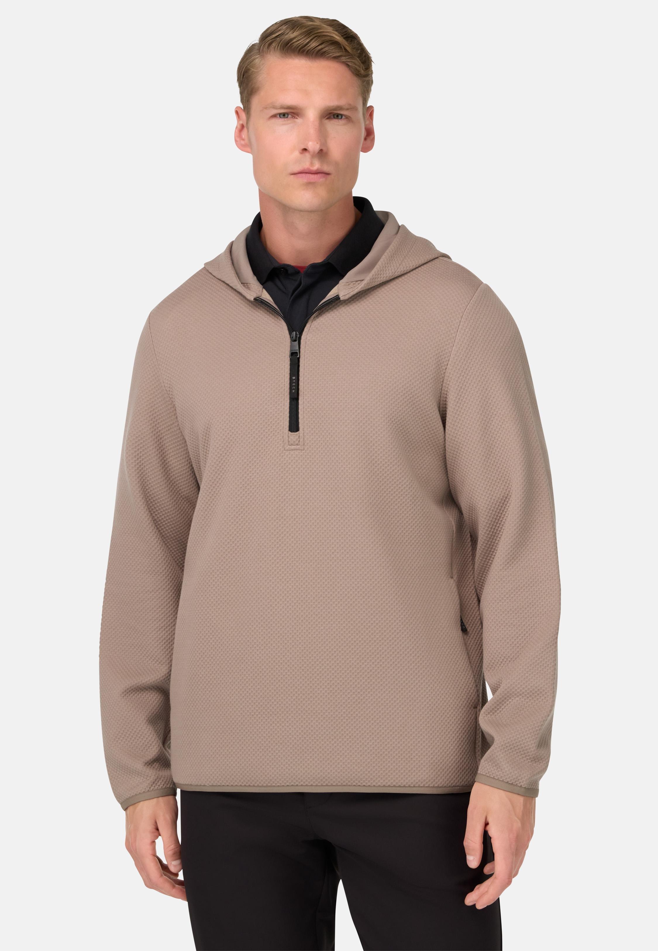 Half-Zip Hoodie Brown, Taupe, large image number 0