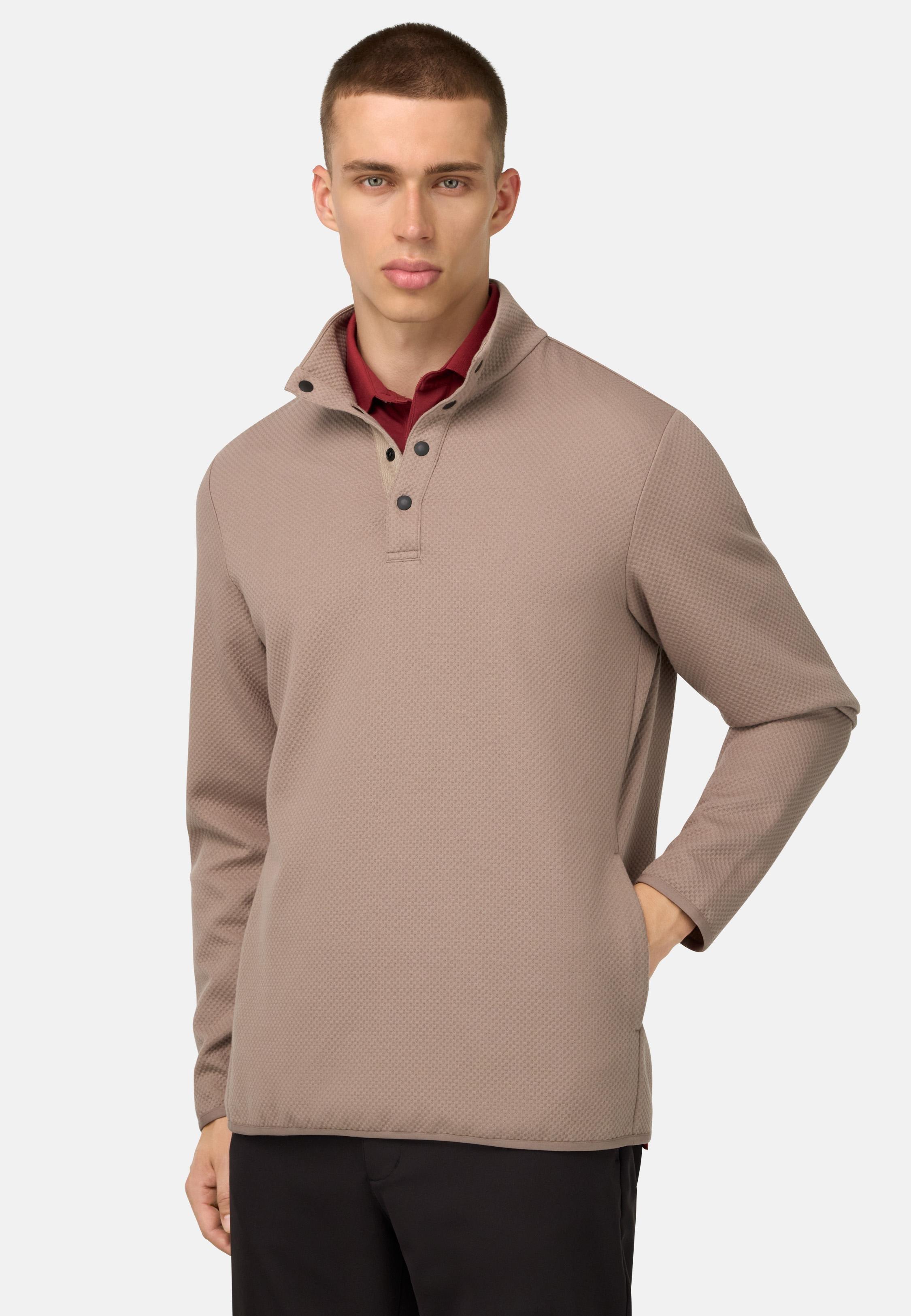 Mock Polo Neck Sweatshirt Brown, Taupe, medium