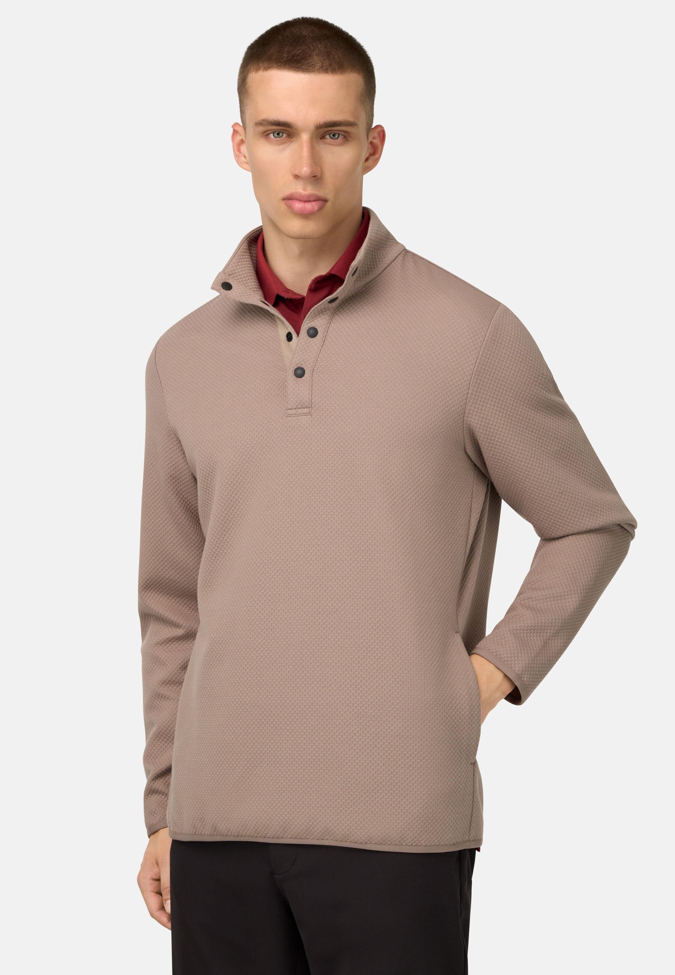 Mock Polo Neck Sweatshirt Brown, Taupe, medium